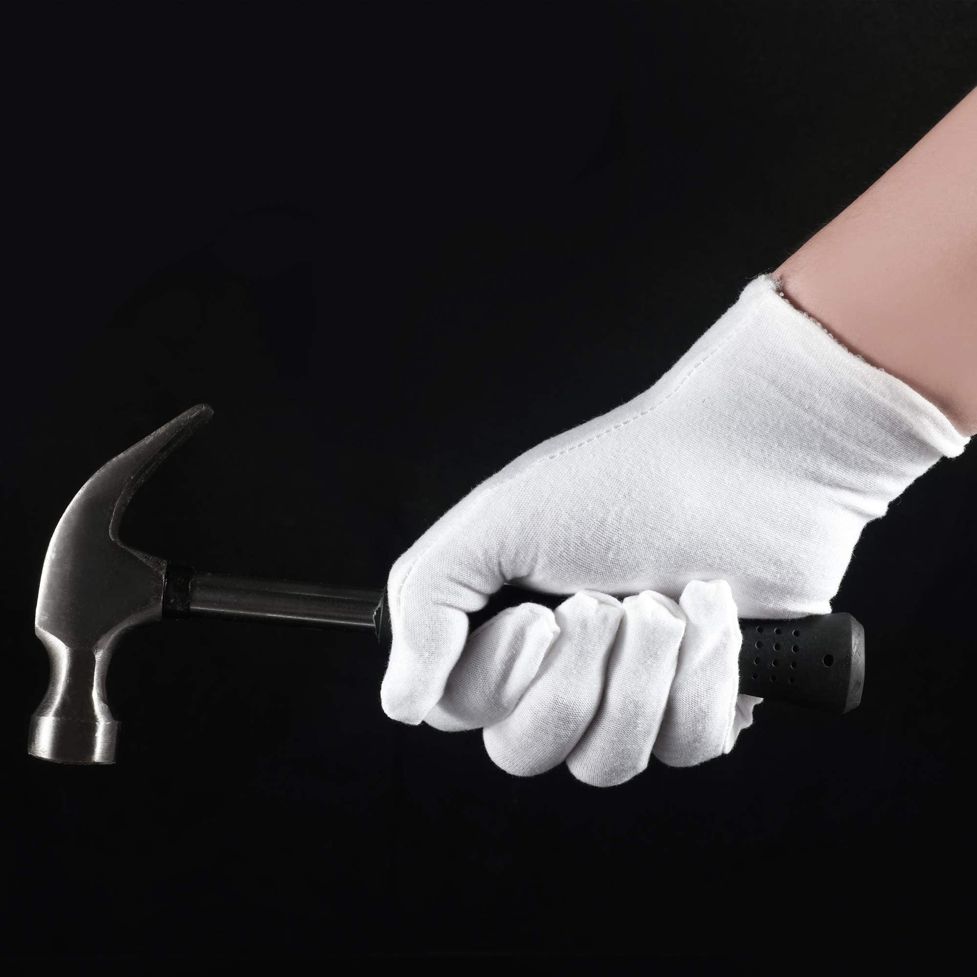 COYAHO 12 Pairs White Cotton Gloves for Serving & Inspection – Soft, Reusable Cloth Gloves