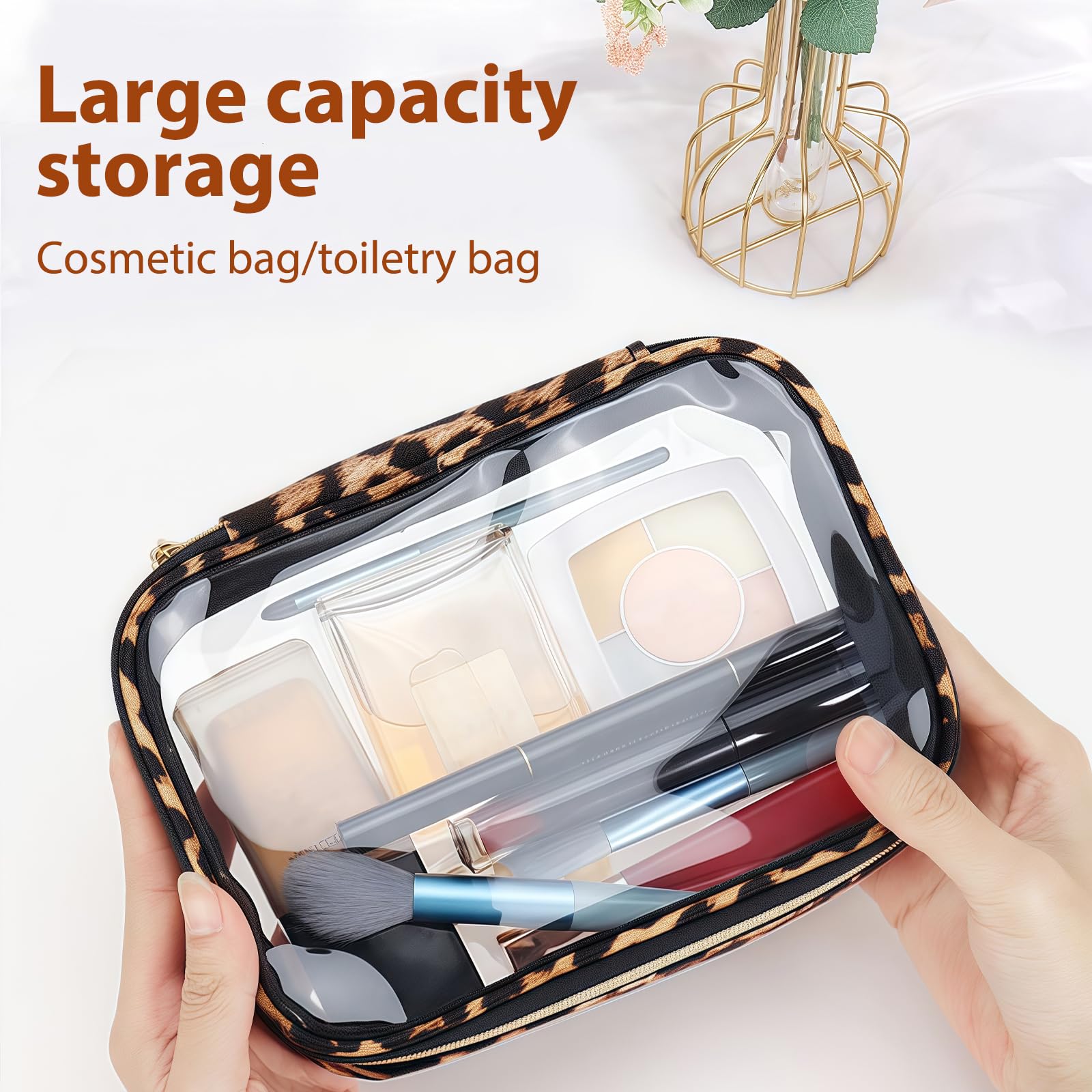 Cozomga Clear Makeup Bags 3-Pack - TSA-Approved Travel Clear Pouches (Large, Medium, Small)