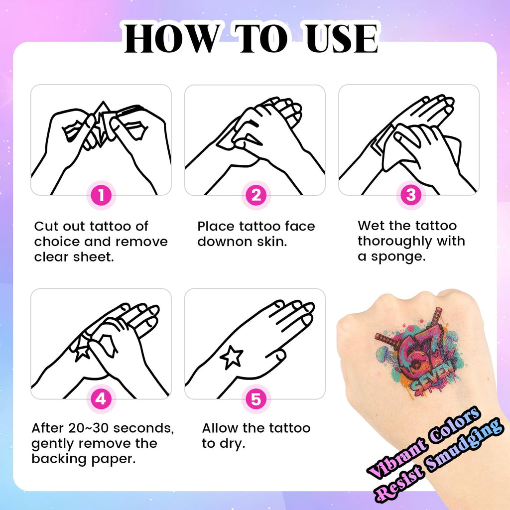 CozyNuukee 180PCS 6-7 Temporary Tattoos – Drip Baseball & Ice Cream Party Decor (15 Sheets, 60 Styles)