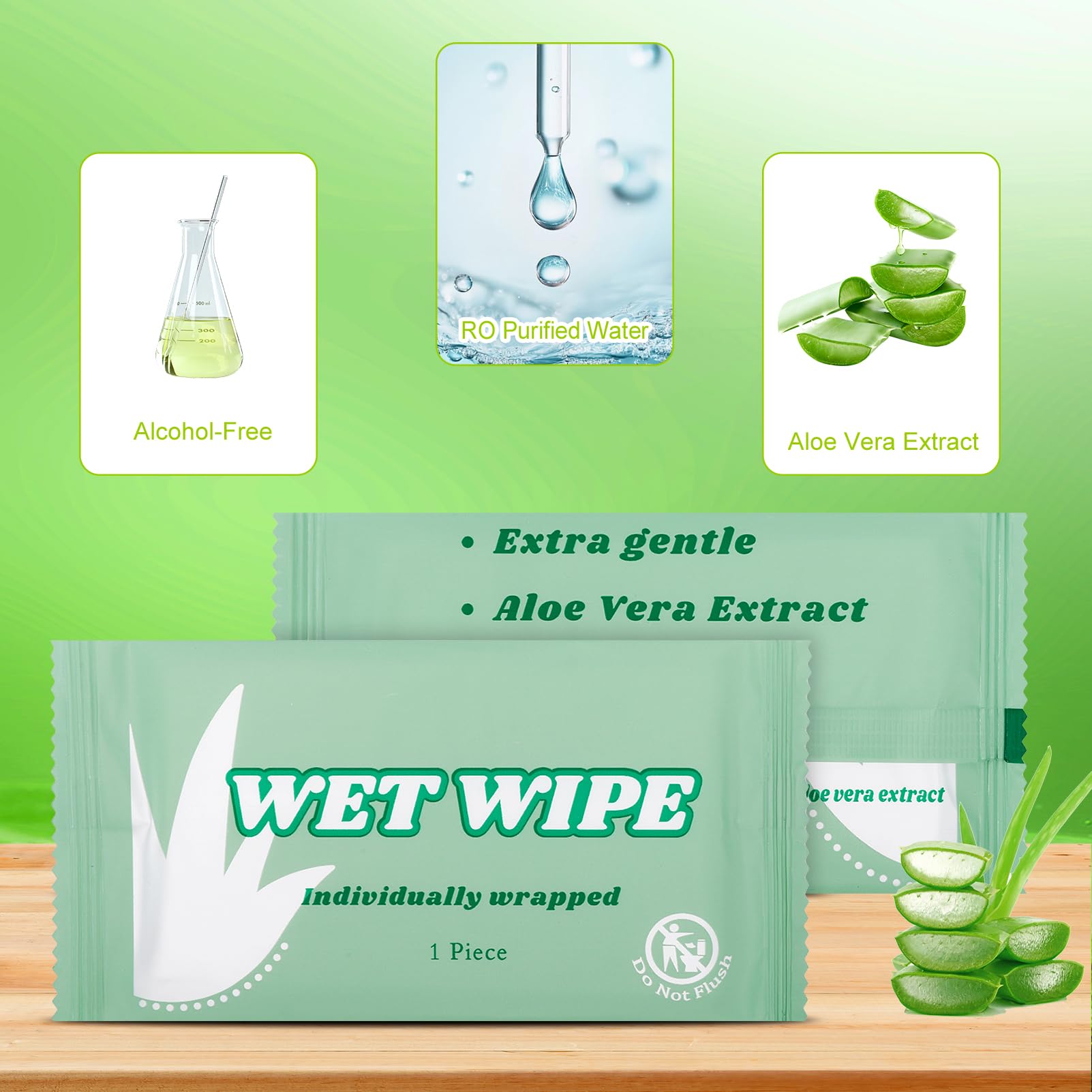 Cptoion 300pcs Wet Wipes – Individually Wrapped, Unscented Travel Pack