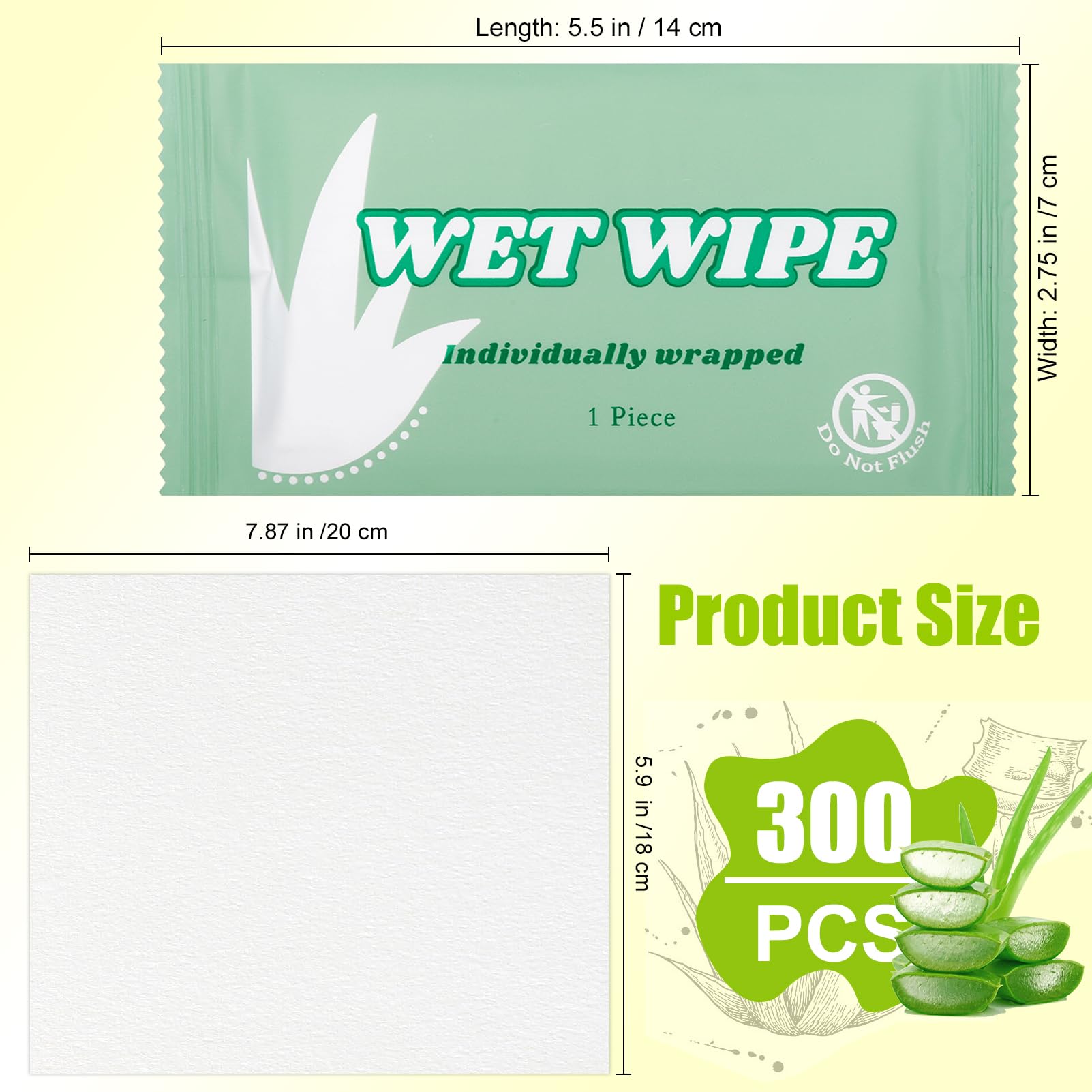 Cptoion 300pcs Wet Wipes – Individually Wrapped, Unscented Travel Pack