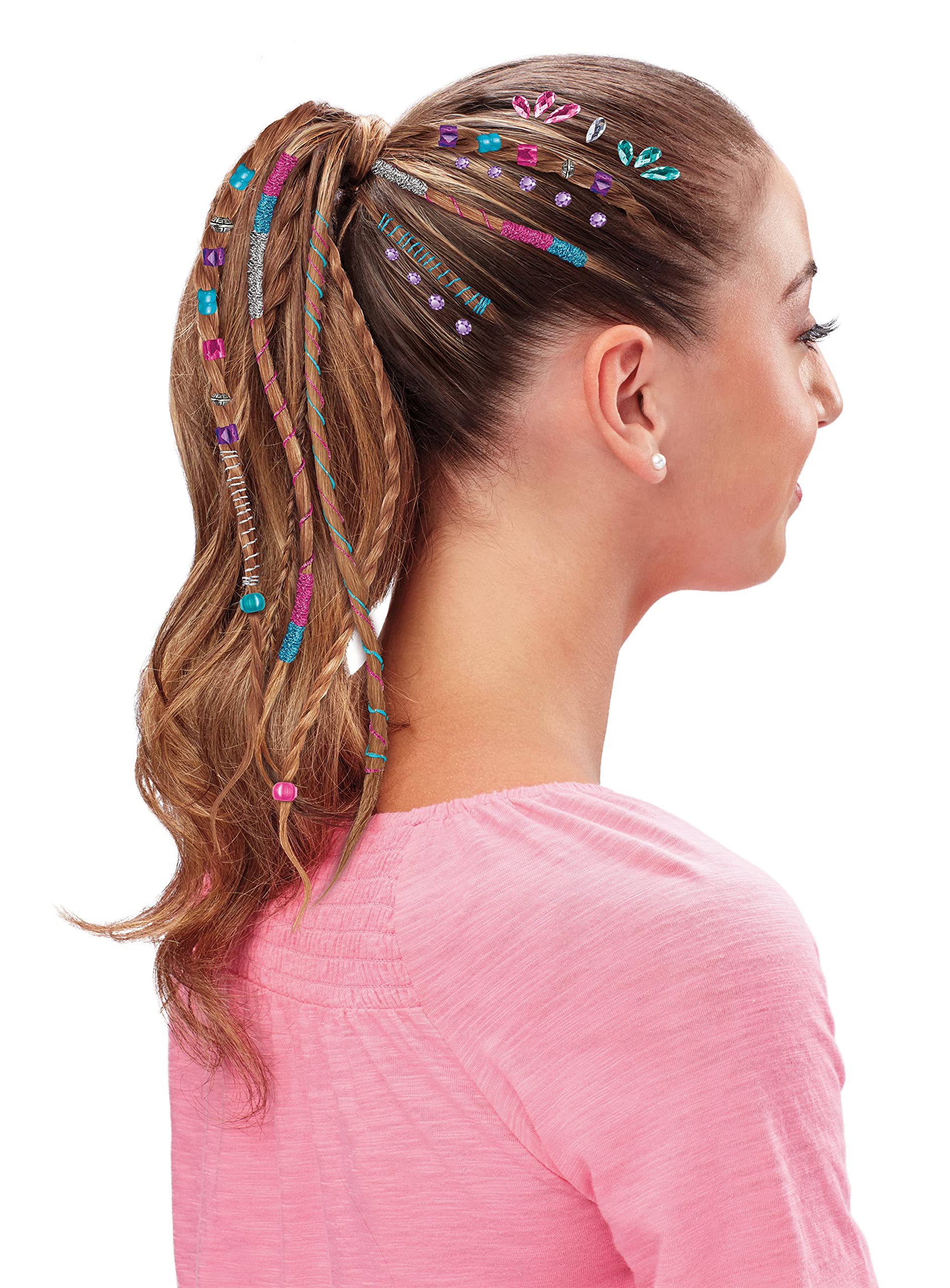 أداة تصفيف الشعر الفاخرة 3 في 1 لتضفير الخرز ولف الشعر Shimmer 'n Sparkle من Cra-Z-Art للأطفال