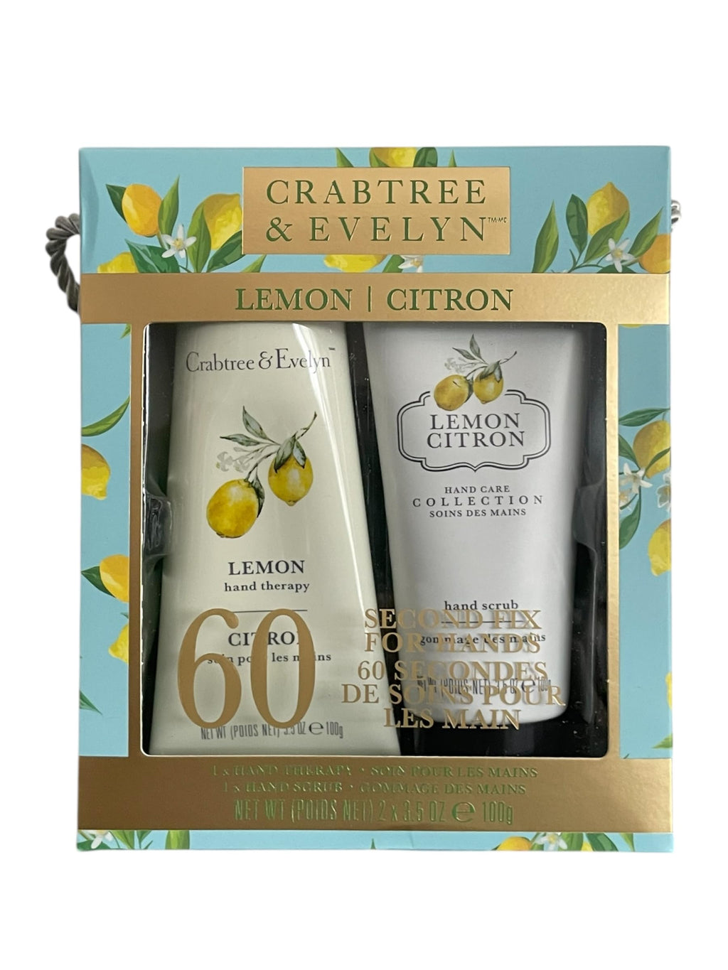 Crabtree & Evelyn Lemon Citron Hand Therapy Cream & Hand Scrub Set – 3.5 oz Each