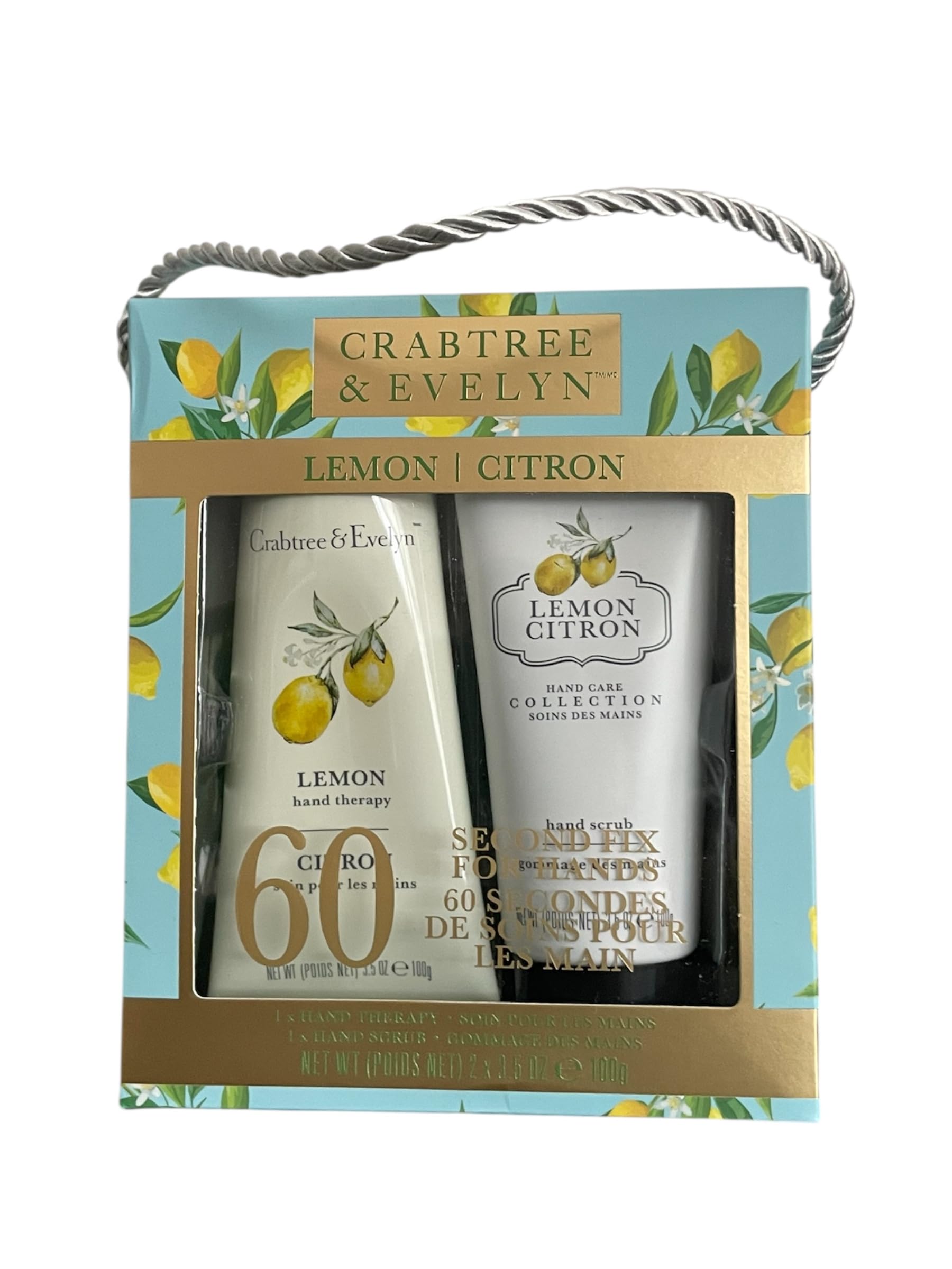 Crabtree & Evelyn Lemon Citron Hand Therapy Cream & Hand Scrub Set – 3.5 oz Each