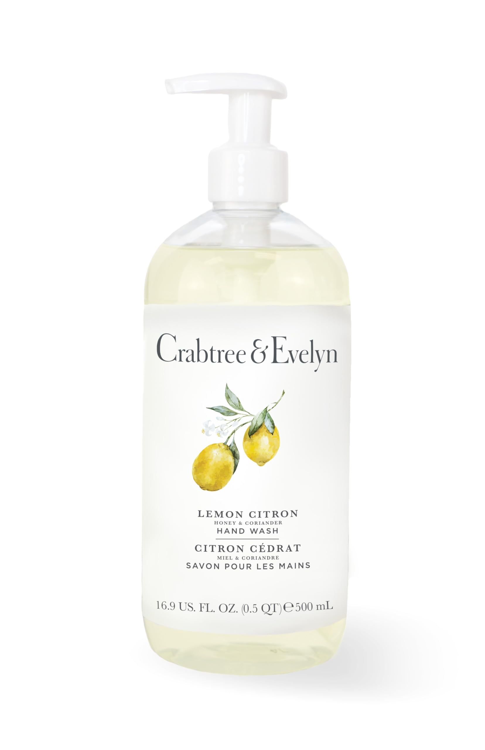 Crabtree & Evelyn Lemon Citron Hand Wash – 16.9 oz / 500 ml | Fresh Citrus Cleanse