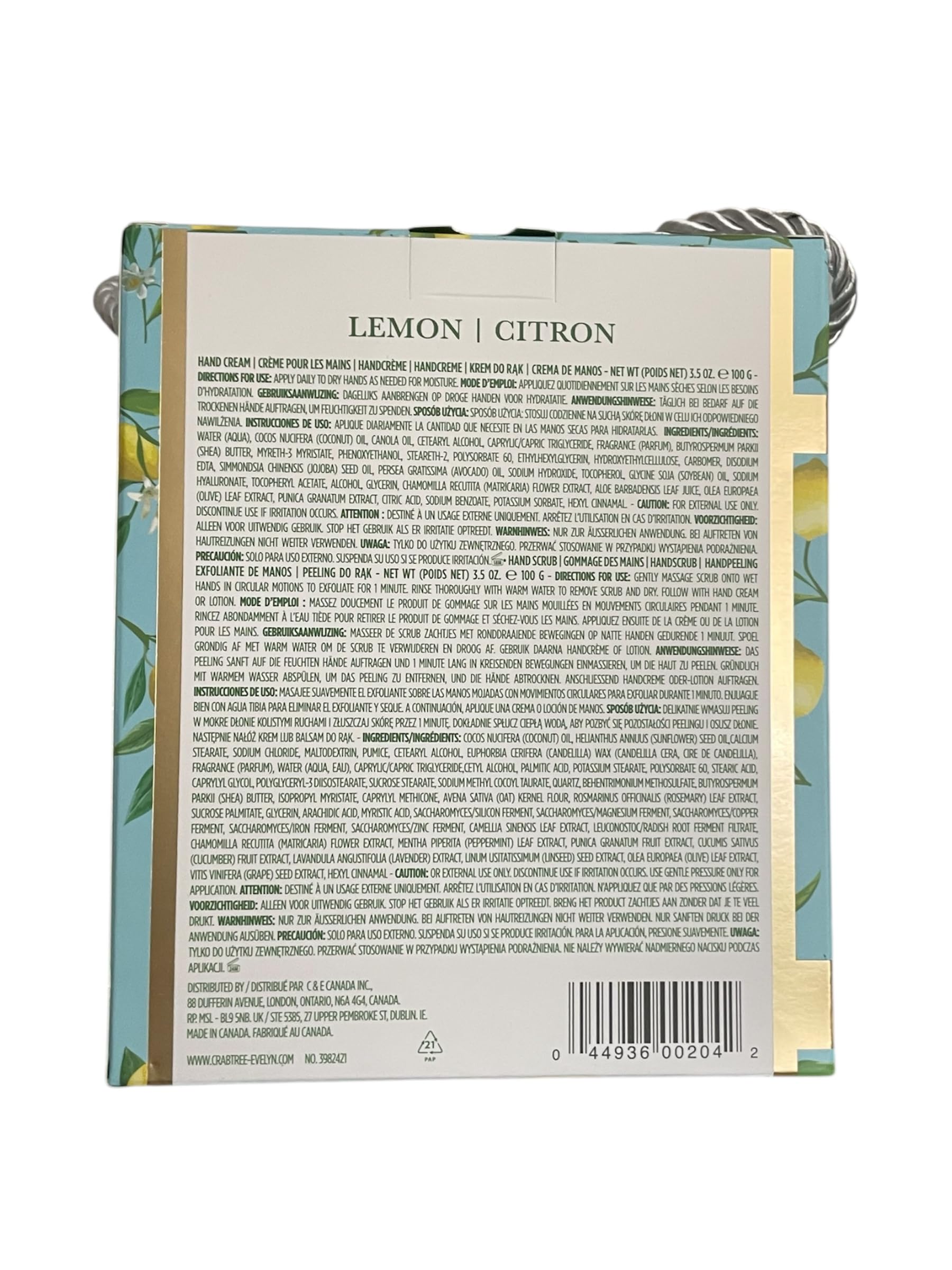 Crabtree & Evelyn Lemon Citron Hand Therapy Cream & Hand Scrub Set – 3.5 oz Each
