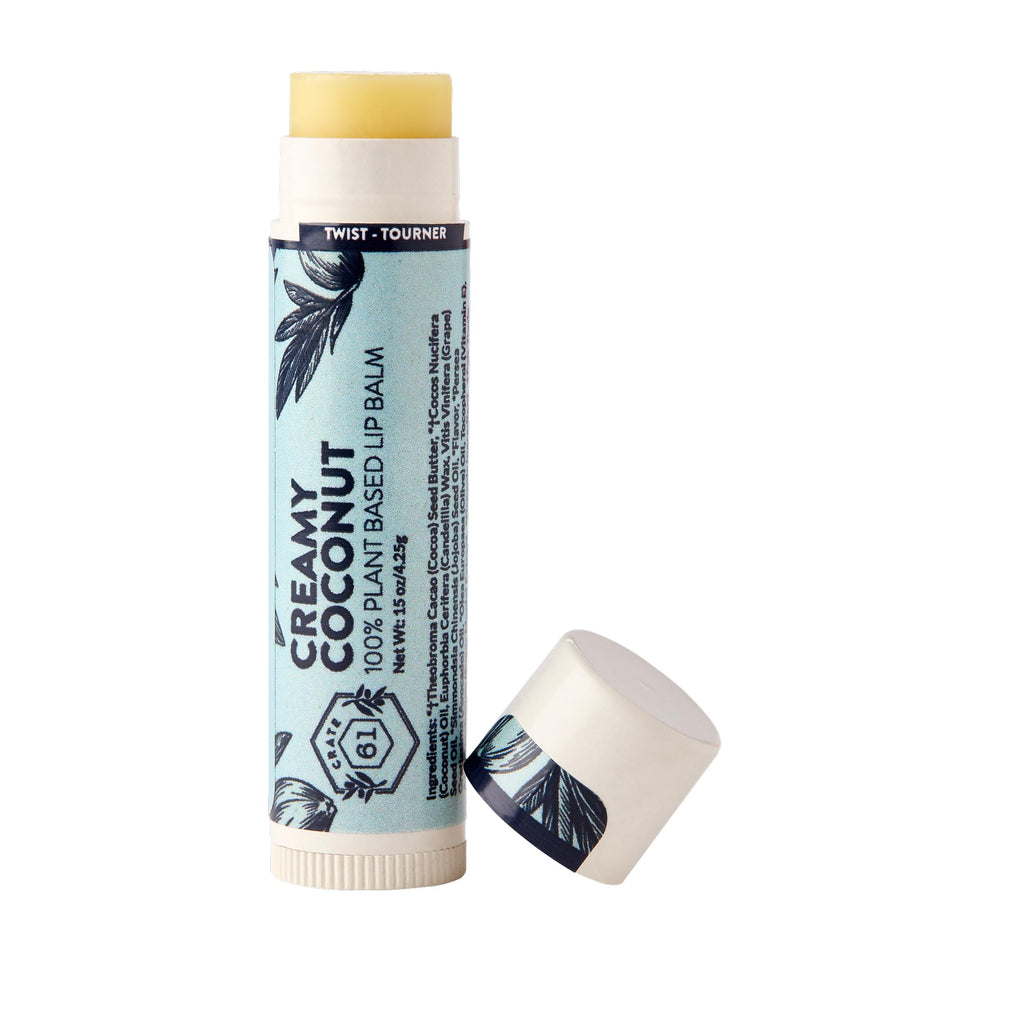 Crate 61 Lip Balm 3-Pack – Creamy Coconut | Plastic-Free Plant Pod Tube | USDA Organic