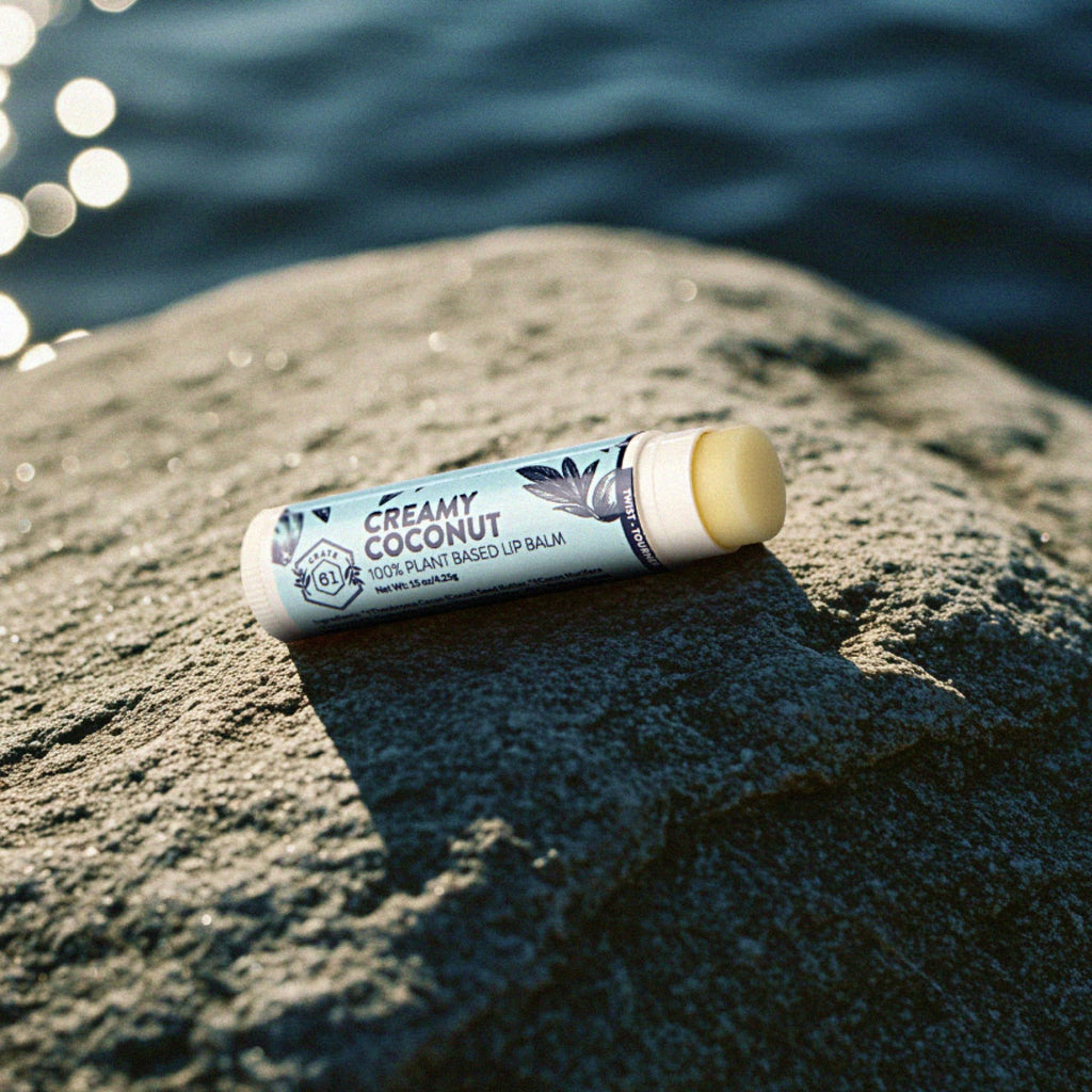 Crate 61 Lip Balm 3-Pack – Creamy Coconut | Plastic-Free Plant Pod Tube | USDA Organic