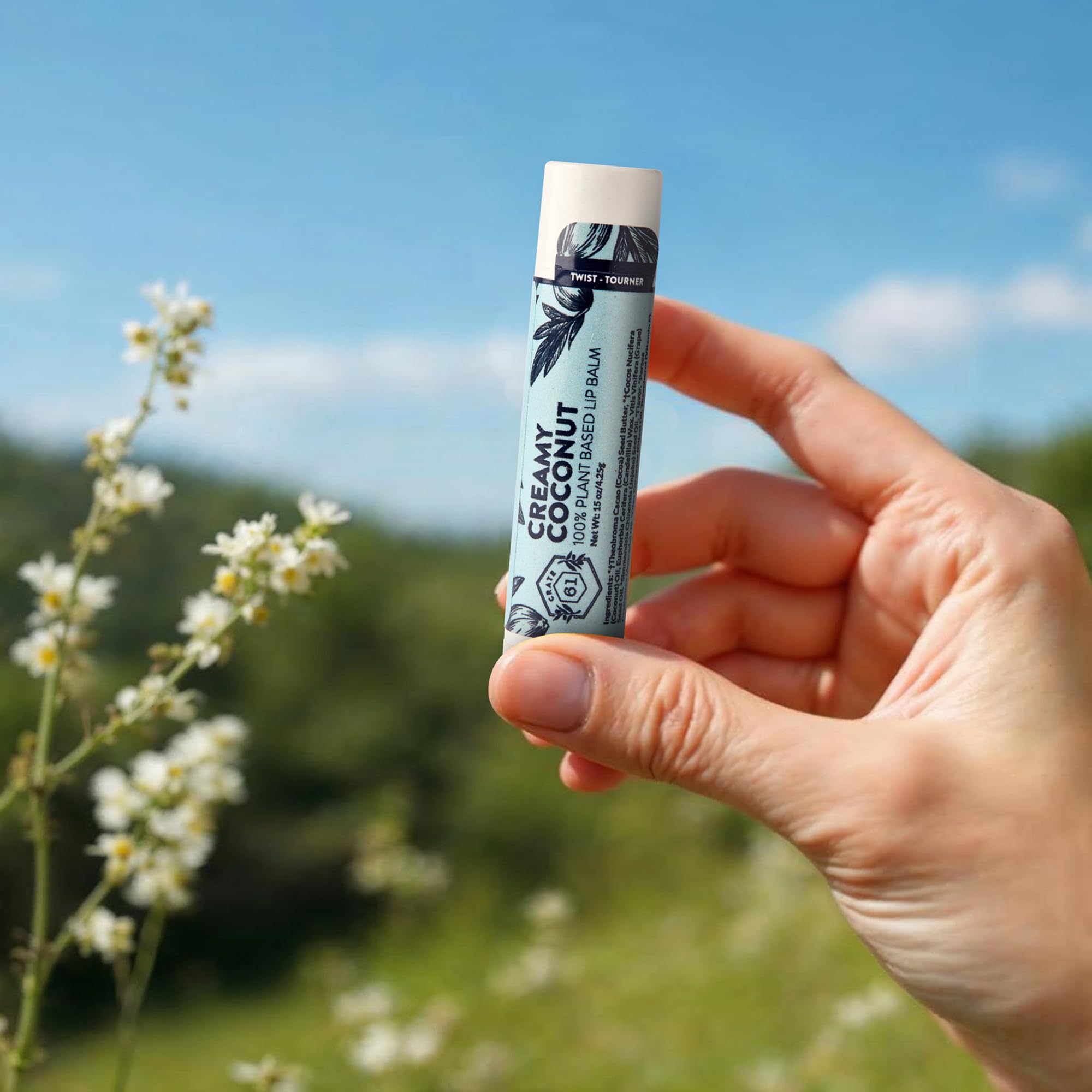 Crate 61 Lip Balm 3-Pack – Creamy Coconut | Plastic-Free Plant Pod Tube | USDA Organic