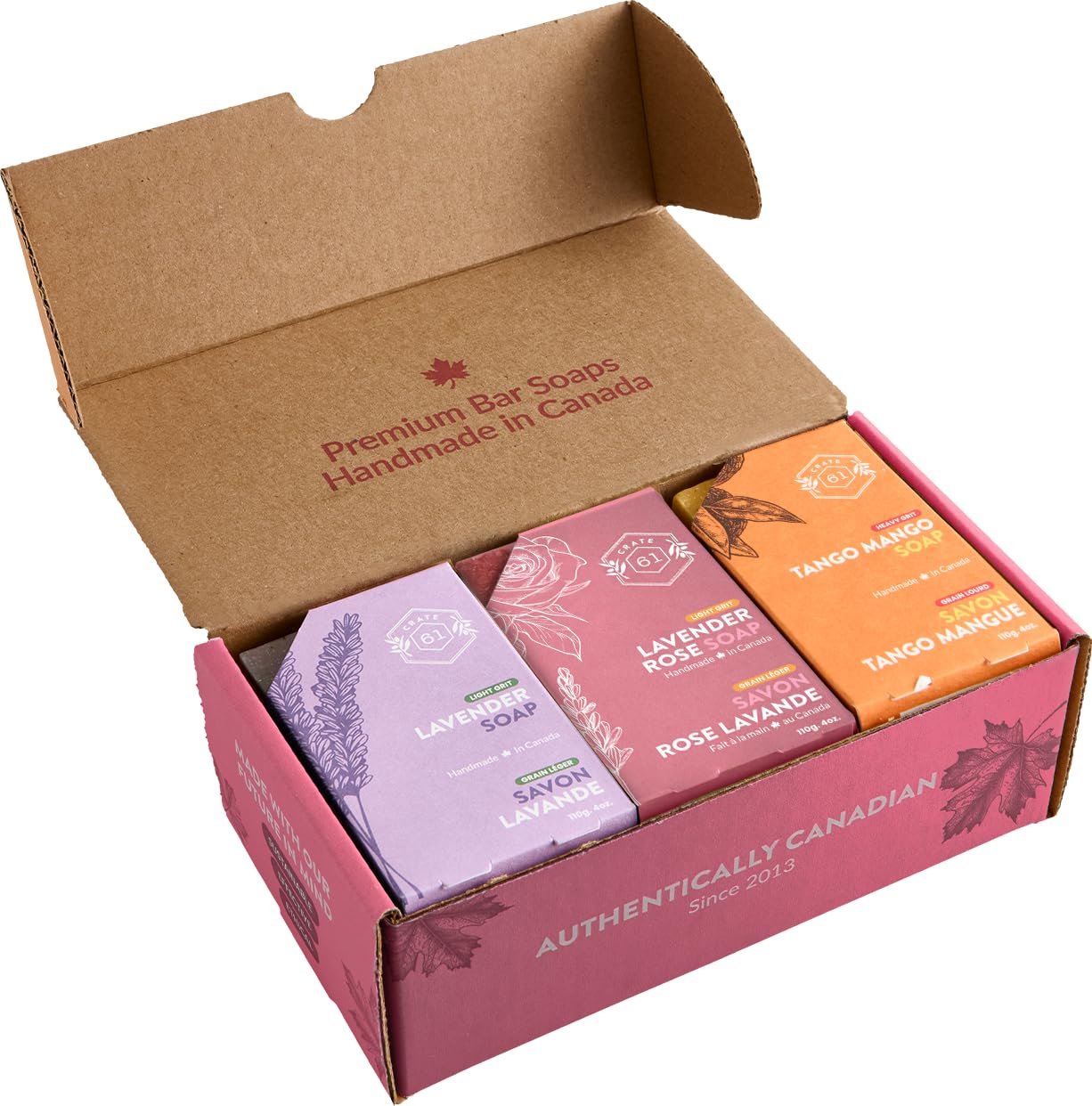 Crate 61 Organics Handmade Canadian Soap Bar — Plant-Based Cold Process with Premium Essential Oils (Pack of 6, For Her)
