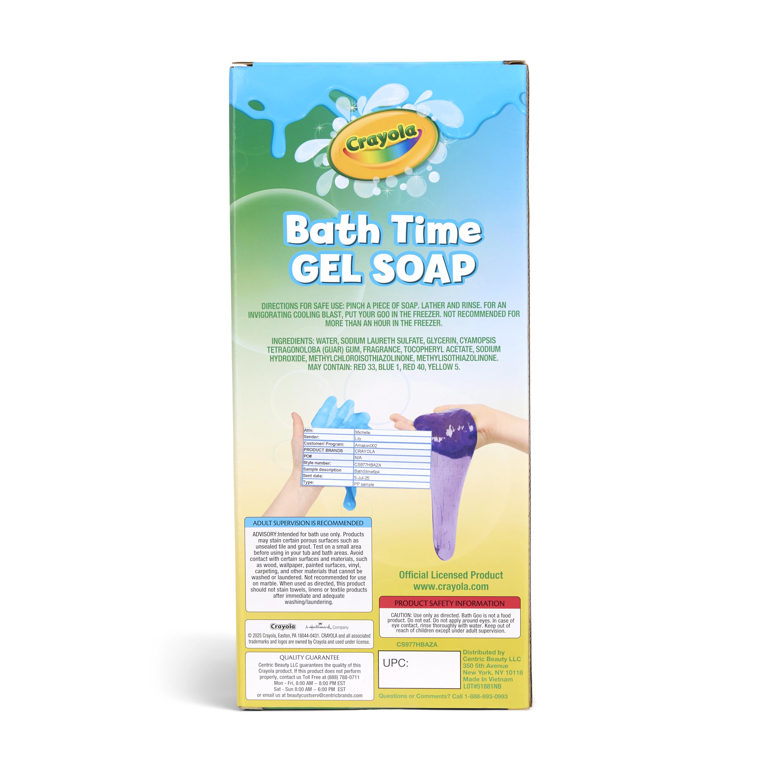 Crayola Bath Time Slime 6-Piece Set — Colorful Slime-Texture Bath Soaps, 3.6 oz Each