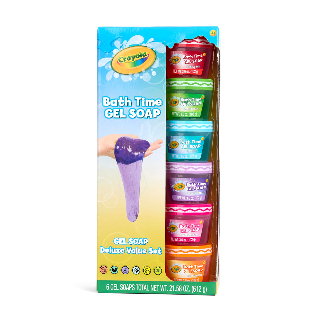 Crayola Bath Time Slime 6-Piece Set — Colorful Slime-Texture Bath Soaps, 3.6 oz Each