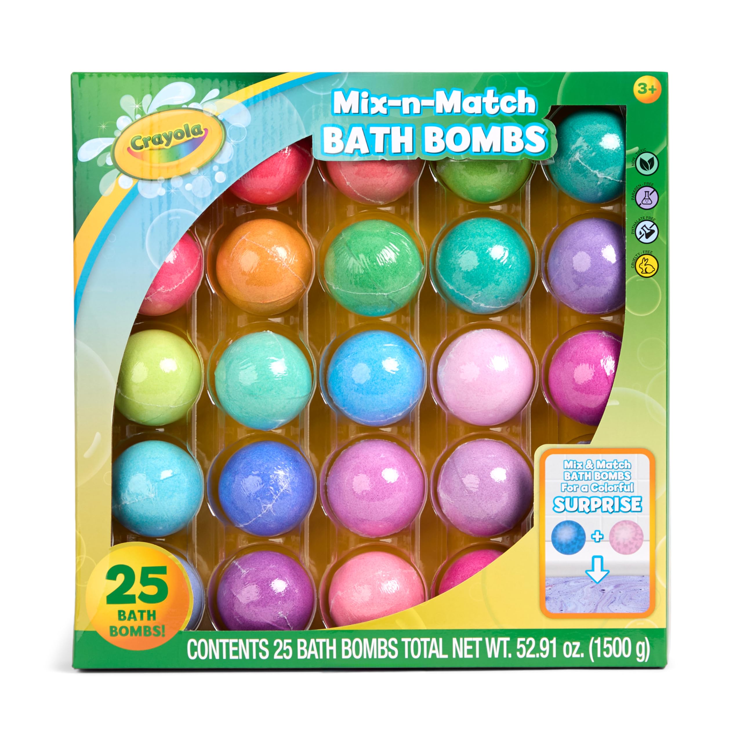 Crayola Color-Twist Bath Bombs 25 Deluxe Pack – Color-Changing Non-Toxic Bath Fizzies