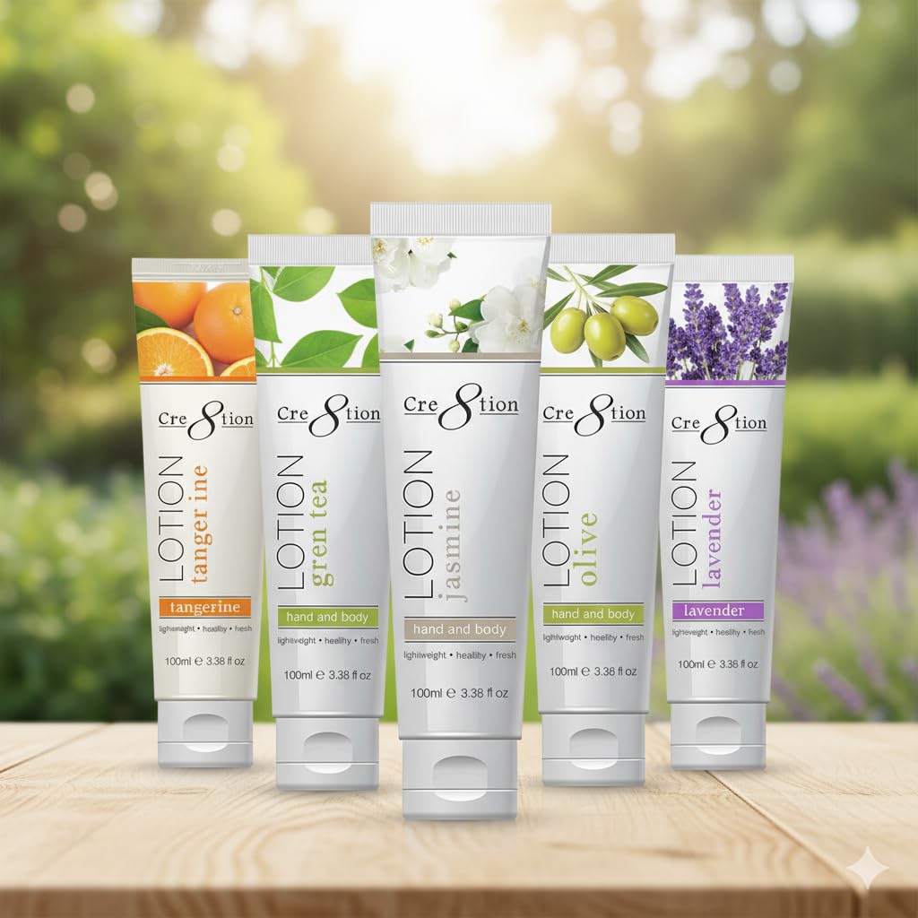 Cre8tion Premium Hand & Body Lotion — Made in Korea, Sample Pack (5 Scents) 100 ml