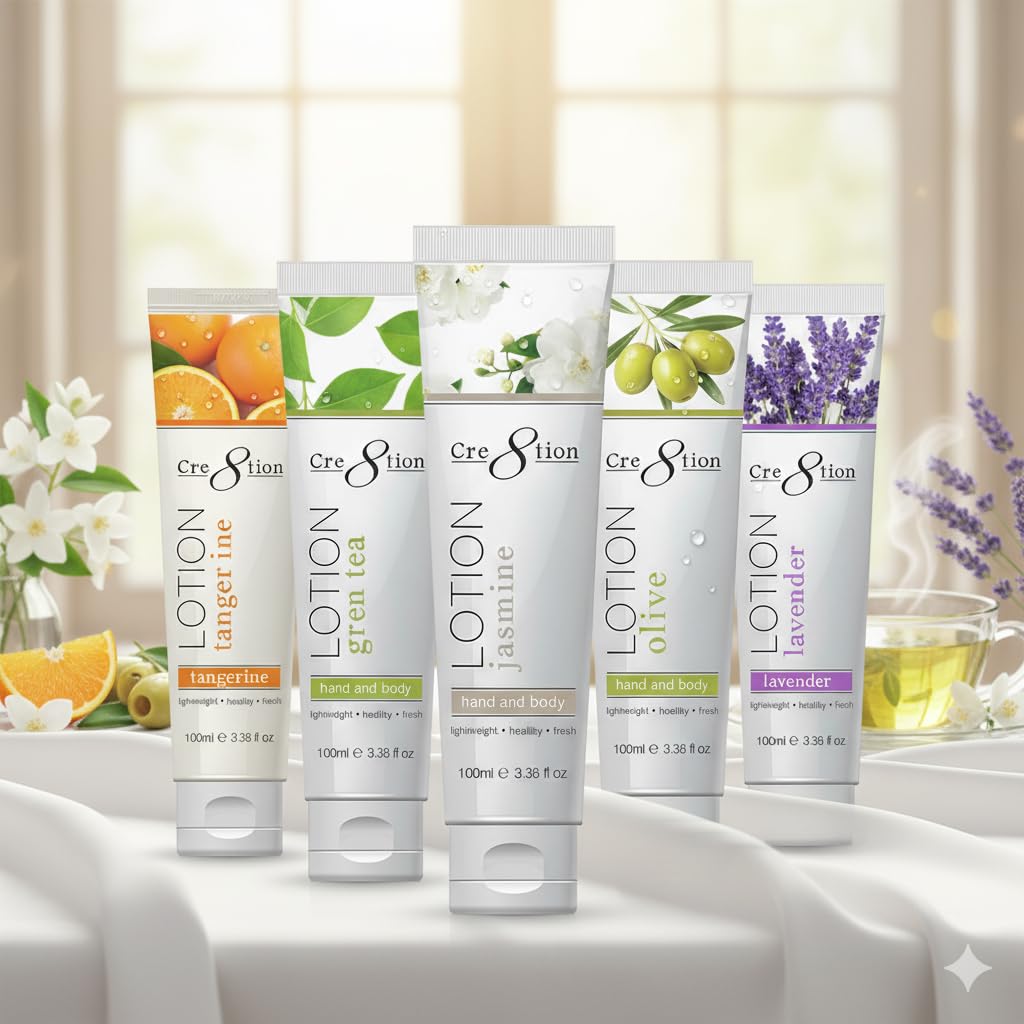 Cre8tion Premium Hand & Body Lotion — Made in Korea, Sample Pack (5 Scents) 100 ml