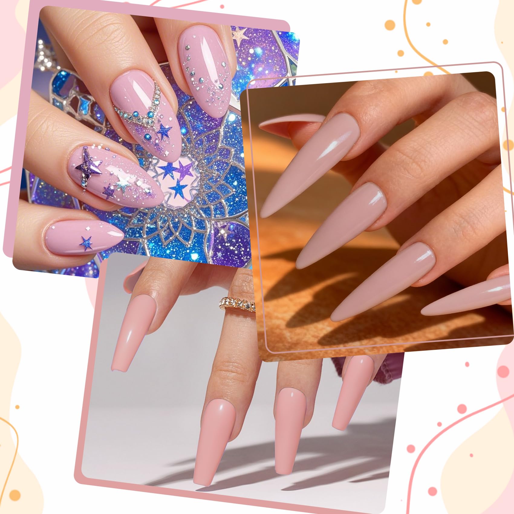 Creaglam Acrylic Nail Powder Kit – 6 Colors for French & 3D Nail Art, No Lamp