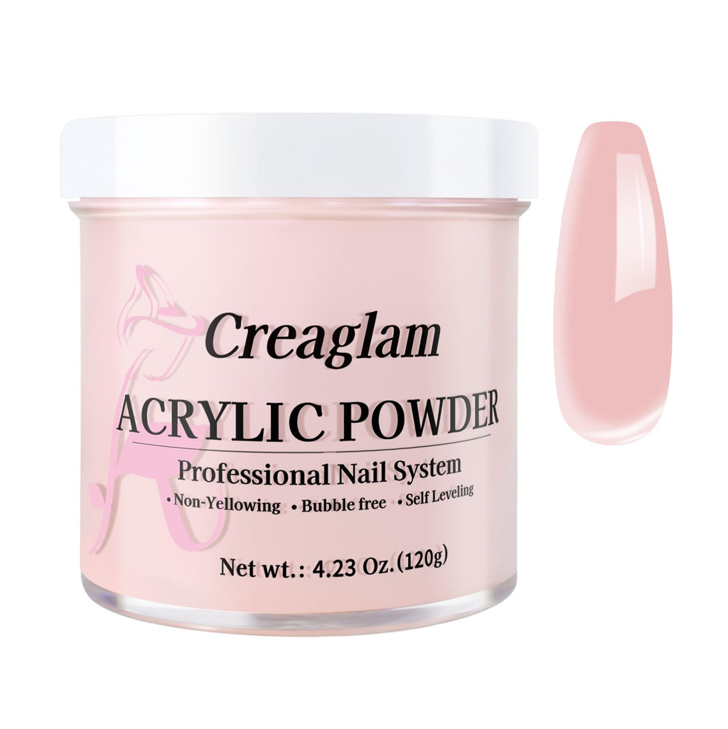 Creaglam Acrylic Powder 120g (4.23oz) – No Lamp Needed for Nail Extensions | Bubble-Free, Crystal-Clear Finish
