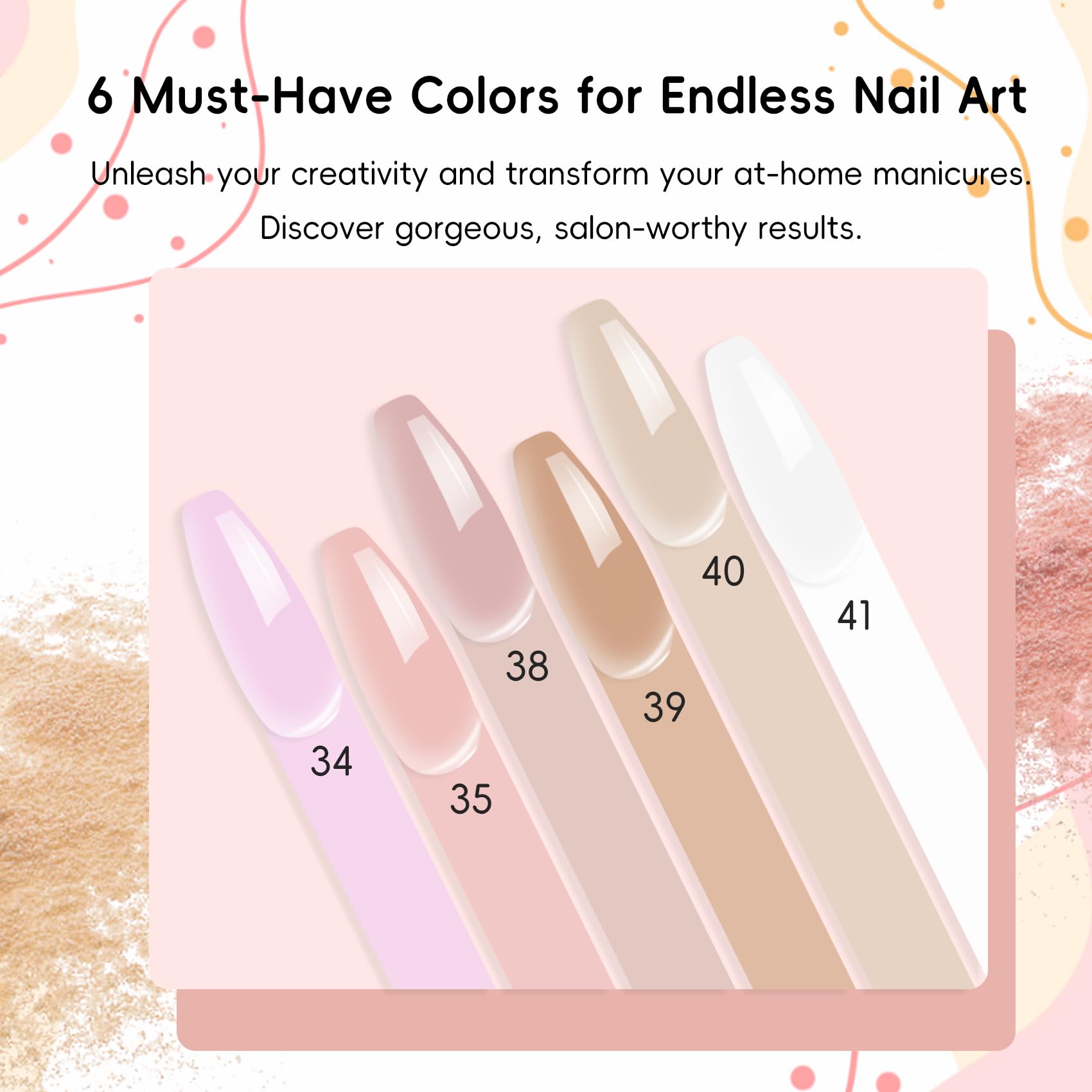Creaglam Acrylic Nail Powder Kit – 6 Colors for French & 3D Nail Art, No Lamp