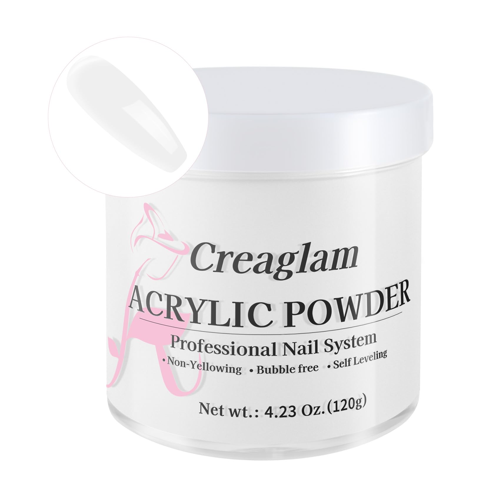 Creaglam Acrylic Powder 120g – No Lamp Needed for Nail Extensions & 3D Nail Art