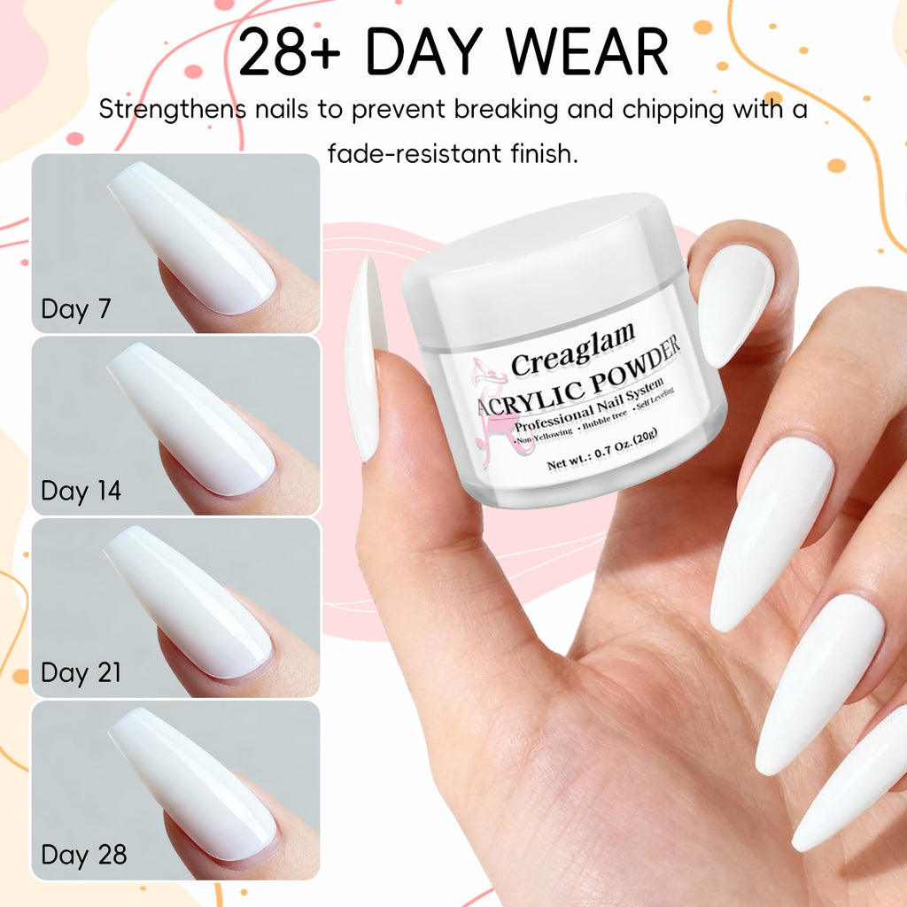 Creaglam Acrylic Nail Powder Kit – 6 Colors for French & 3D Nail Art, No Lamp