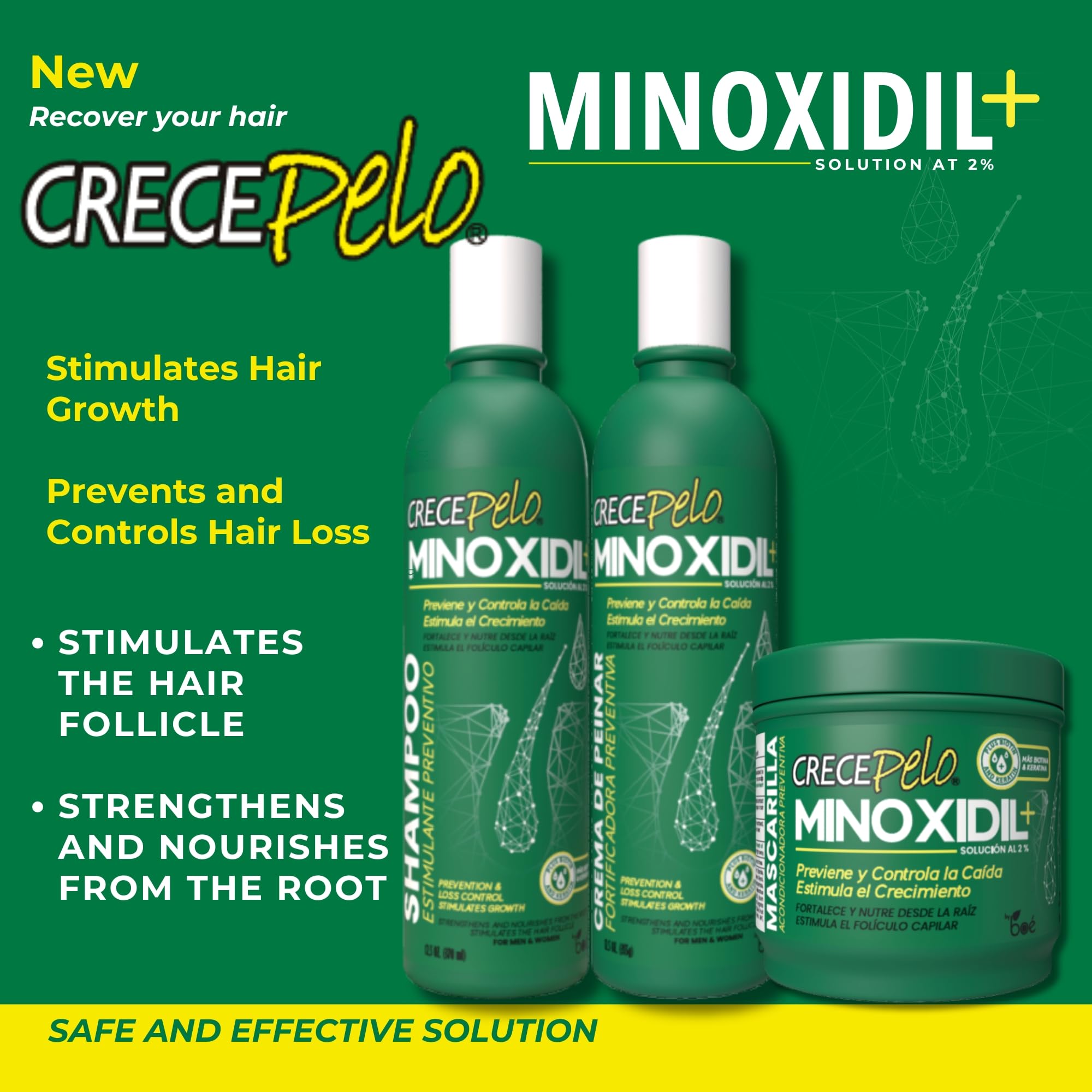 Crece Pelo Hair Mask 16oz – Minoxidil 2% Deep Conditioner for Thicker Hair