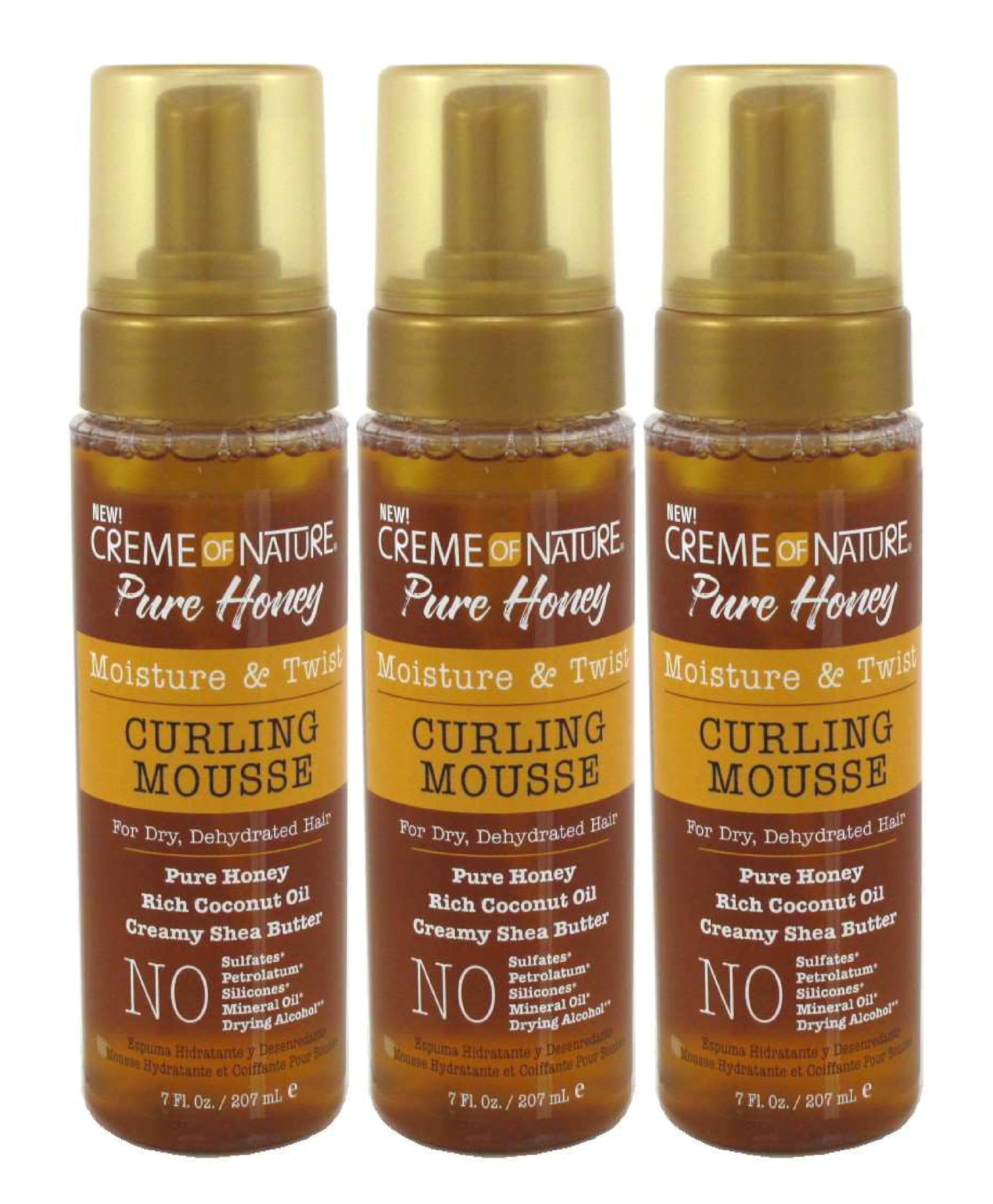 Creme Of Nature Pure Honey Curling Mousse 7 Ounce Pump — Pack of 3