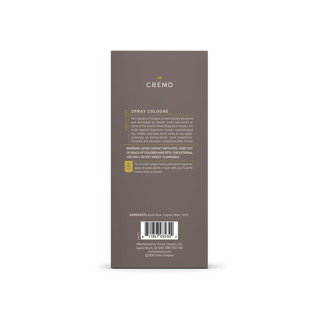 Cremo Cologne for Men - Vintage Suede: White Moss, Amber & Suede, 3.4 fl oz