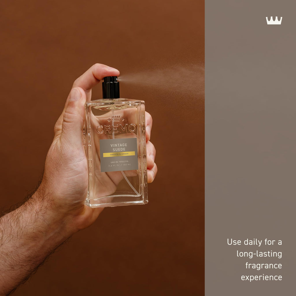 Cremo Cologne for Men - Vintage Suede: White Moss, Amber & Suede, 3.4 fl oz