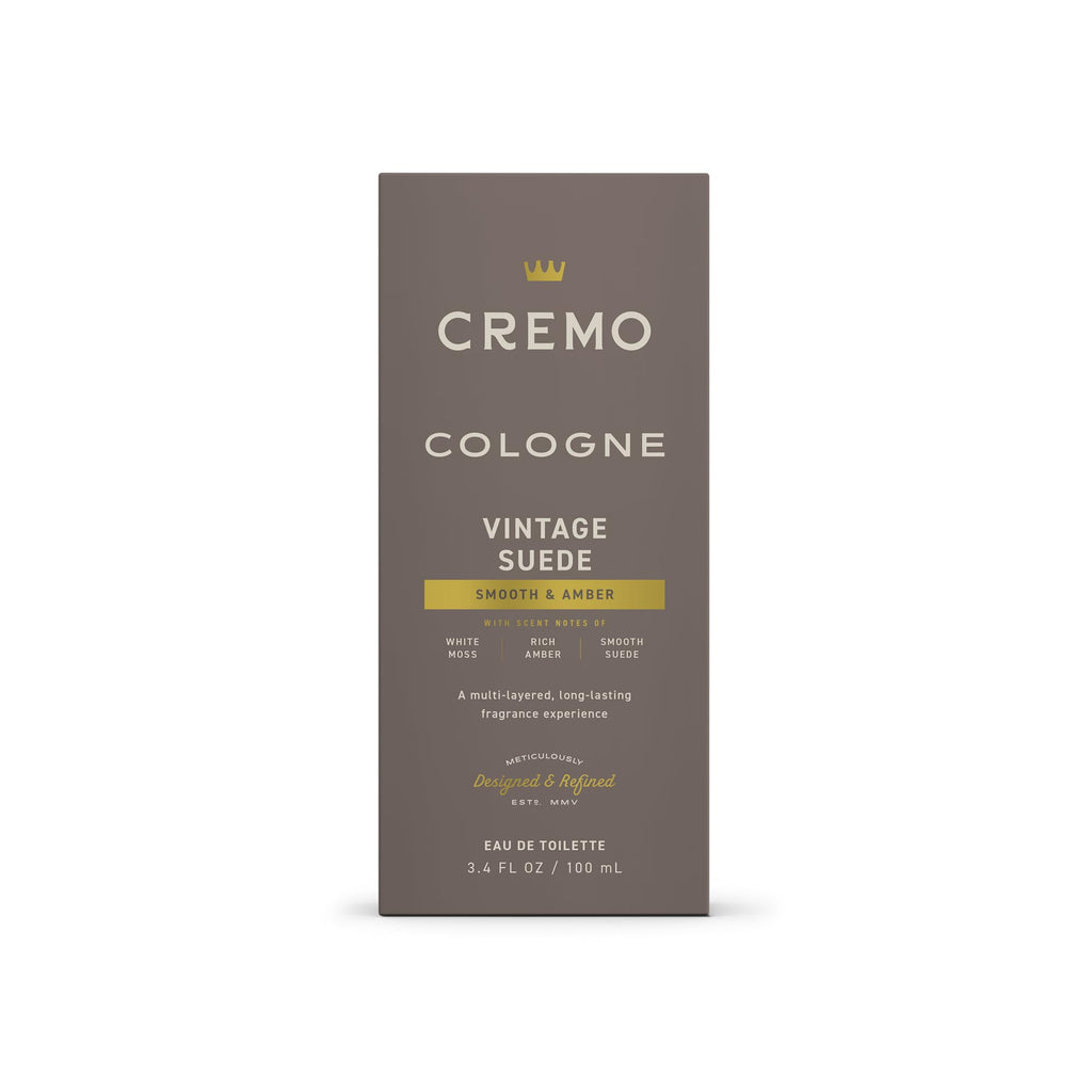 Cremo Cologne for Men - Vintage Suede: White Moss, Amber & Suede, 3.4 fl oz