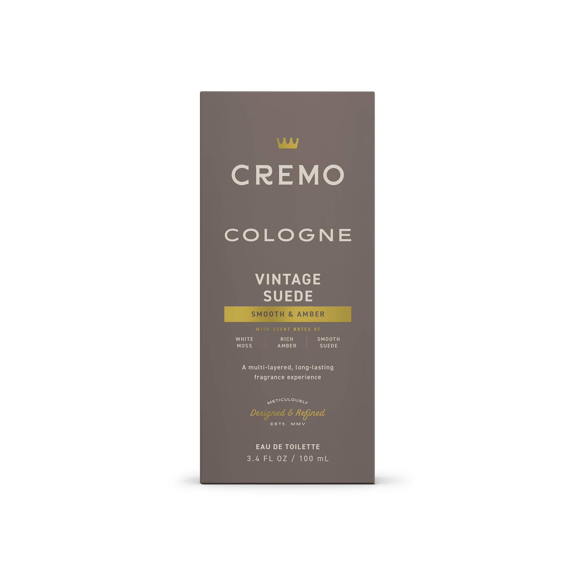 Cremo Cologne for Men - Vintage Suede: White Moss, Amber & Suede, 3.4 fl oz