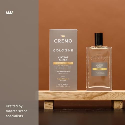 Cremo Cologne for Men - Vintage Suede: White Moss, Amber & Suede, 3.4 fl oz
