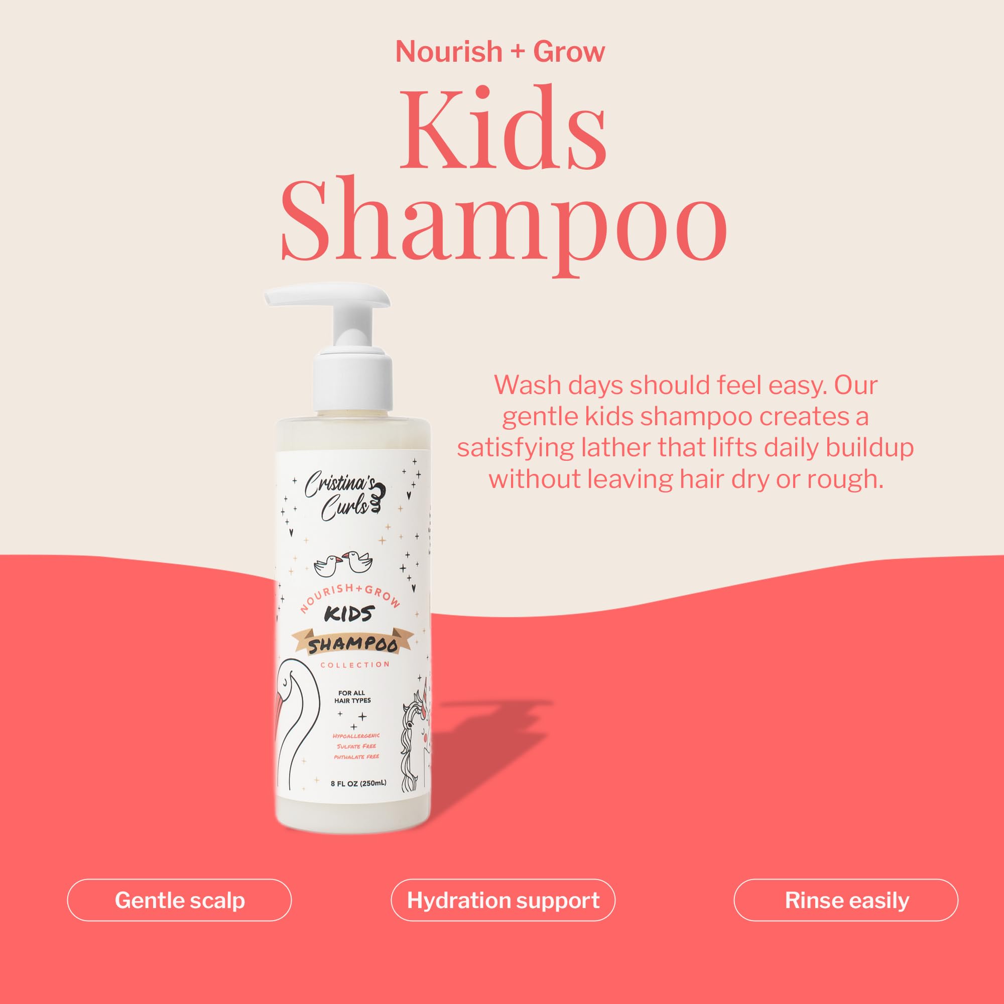 Cristina's Curls Kids Shampoo & Deep Conditioner Set – Gentle Cleanse & Detangling Slip