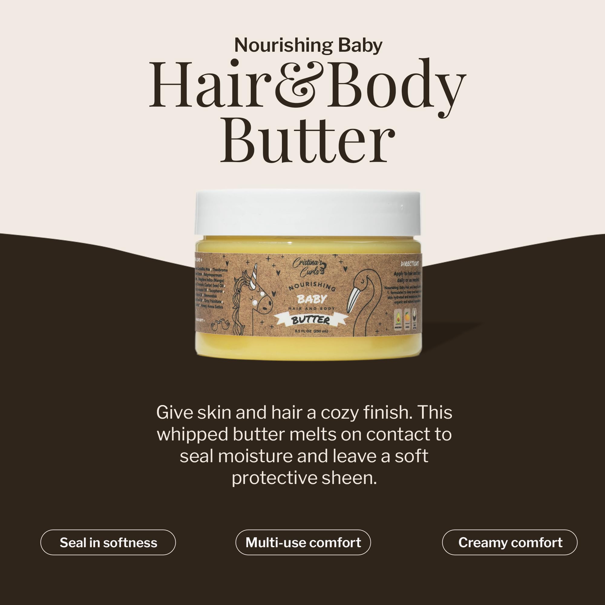 Cristina's Curls Nourishing Baby Hair and Body Butter – Rich Whipped Moisture for Skin and Strands