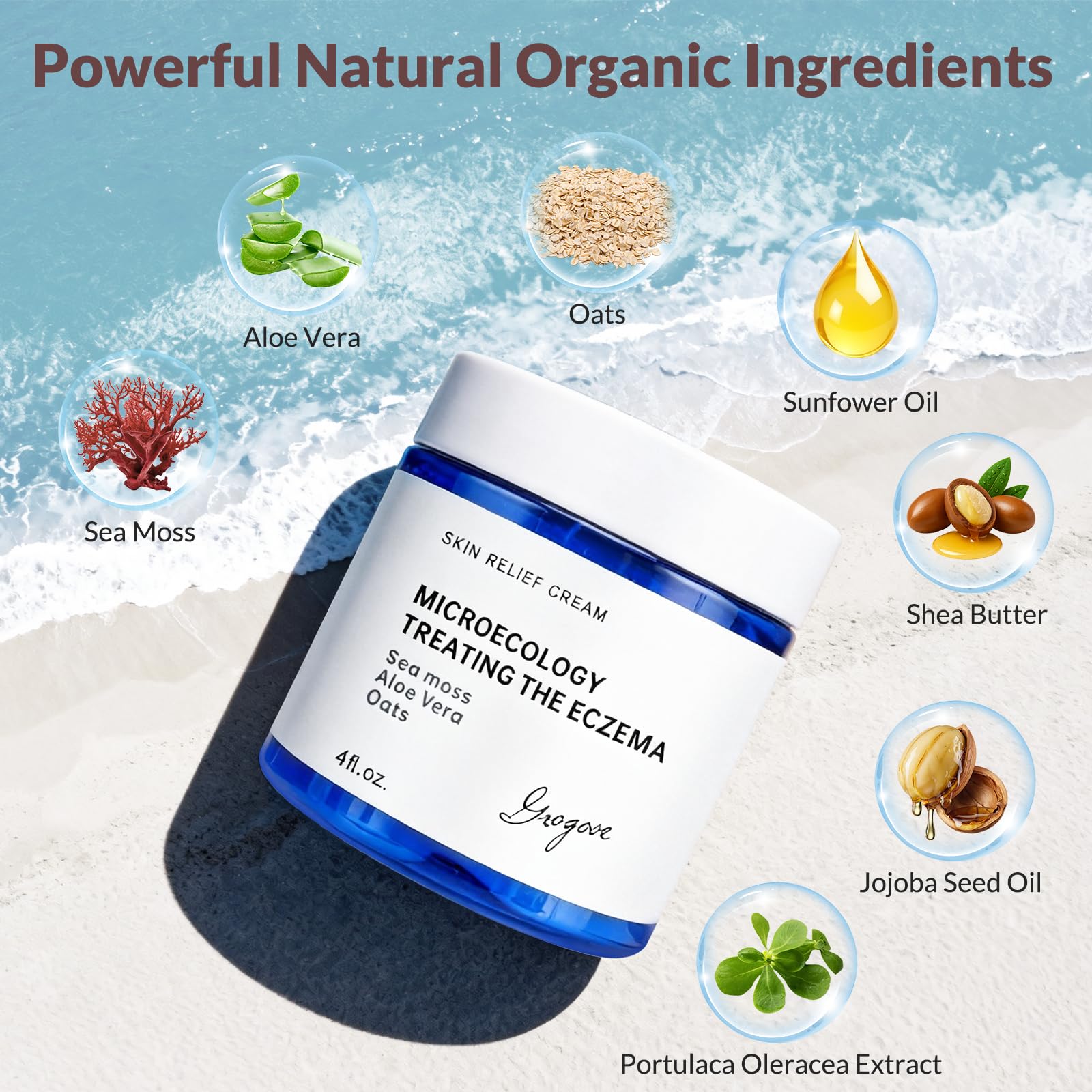 Crogooe Natural Soothing Eczema Cream – Sea Moss, Aloe Vera & Oats (4 oz)