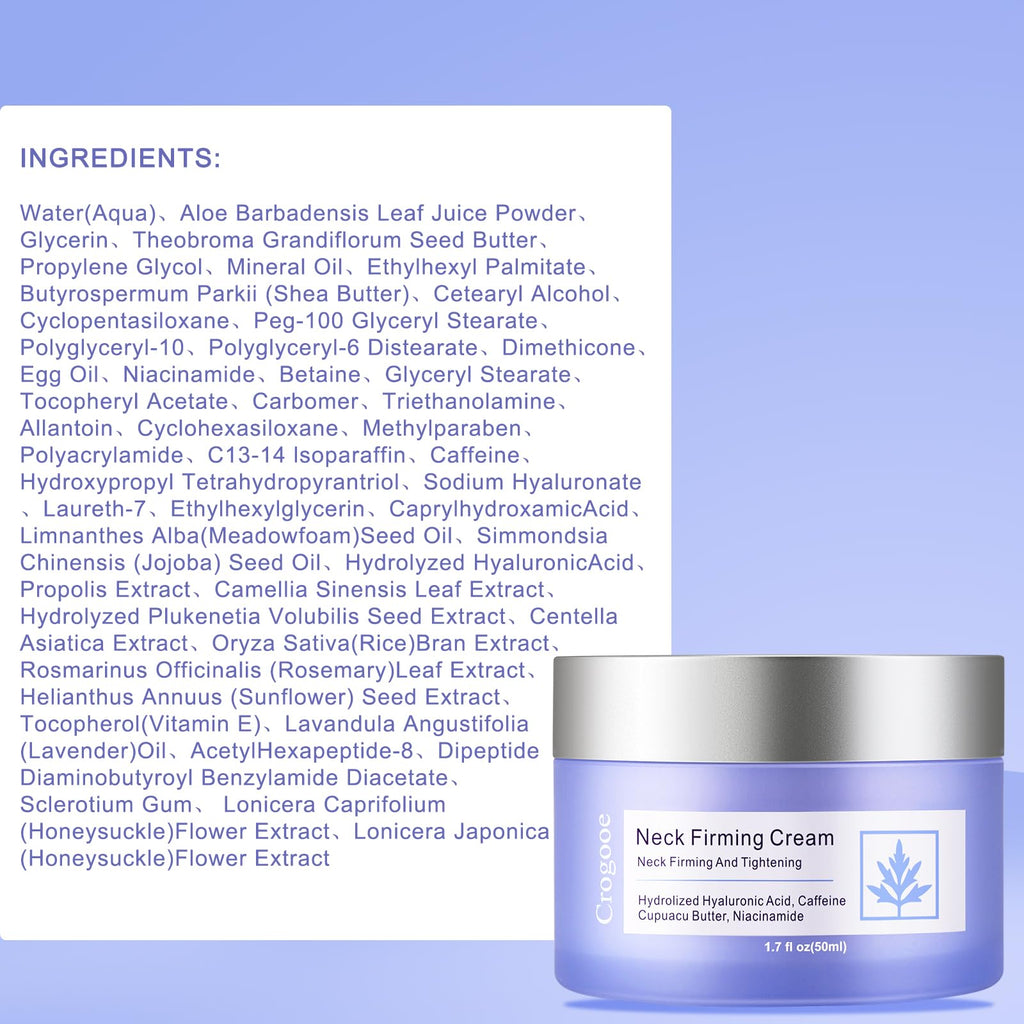 Crogooe Neck Firming Cream – Tightening & Lifting for Neck & Décolleté | 1.7 fl oz