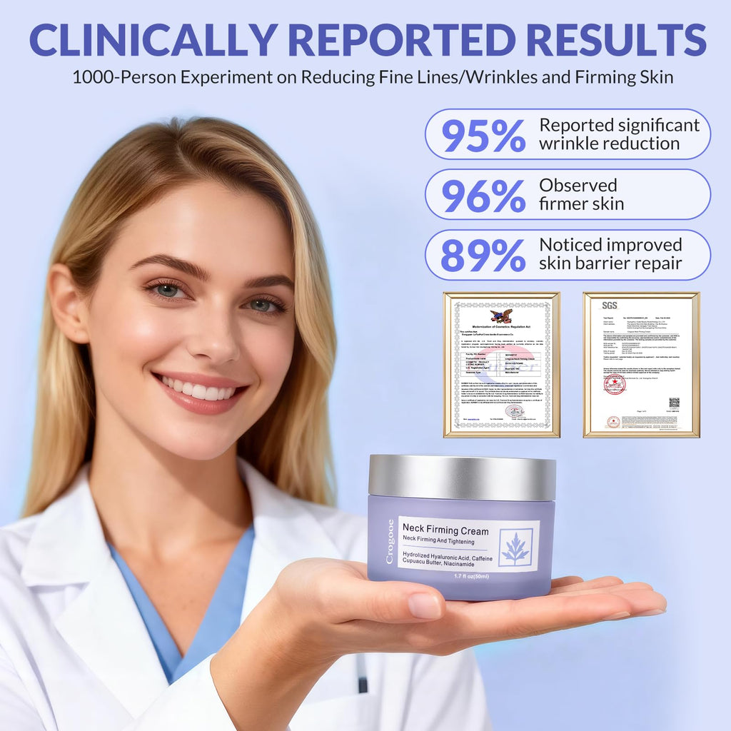 Crogooe Neck Firming Cream – Tightening & Lifting for Neck & Décolleté | 1.7 fl oz