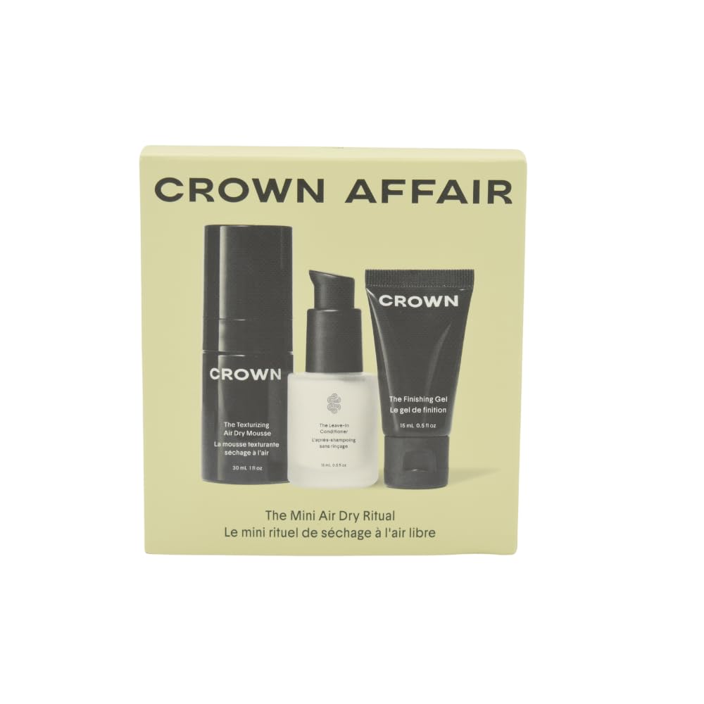 Crown Affair Mini Air Dry Hair Holiday Gift Set | Leave-In Conditioner, Texturizing Mousse & Finishing Gel