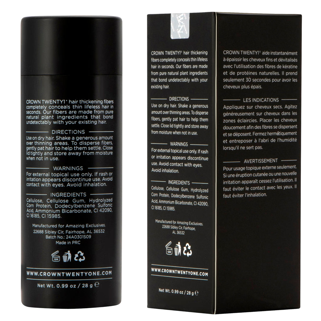 CROWN Hair Building Fibers (28g) – Instantly Conceal Thinning Hair with Keratin Fiber – 13 Shades for Men & Women – Light Brown