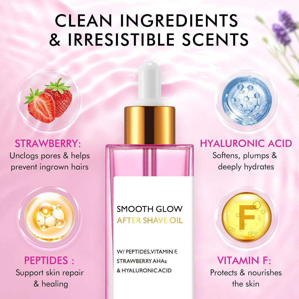100ML Strawberry-Vanilla After Shave Oil for Women – Hydration & Soothing (2 Pack)