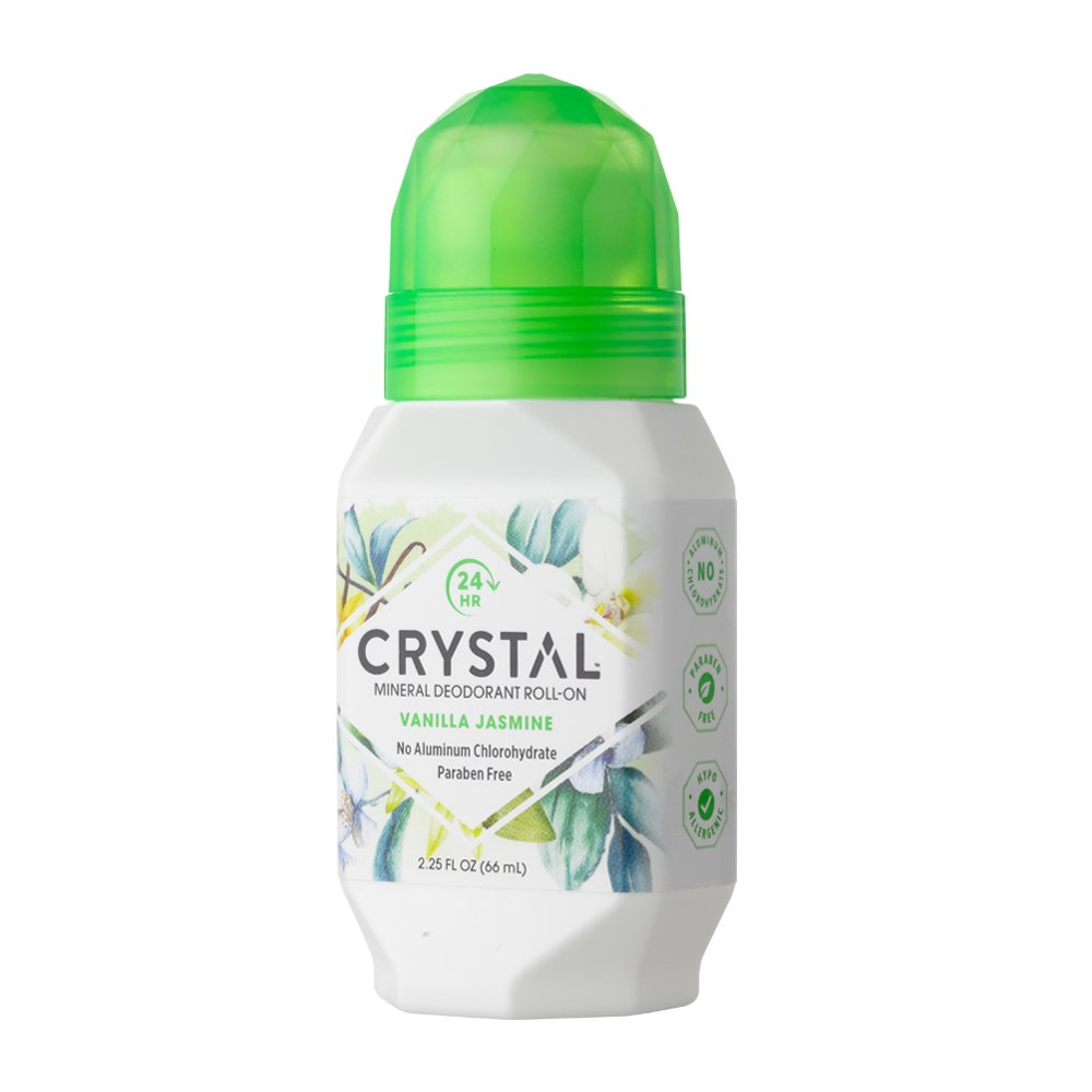 Crystal Essence Mineral Deodorant Roll-On Vanilla Jasmine — 4-Pack (2.25 oz each)