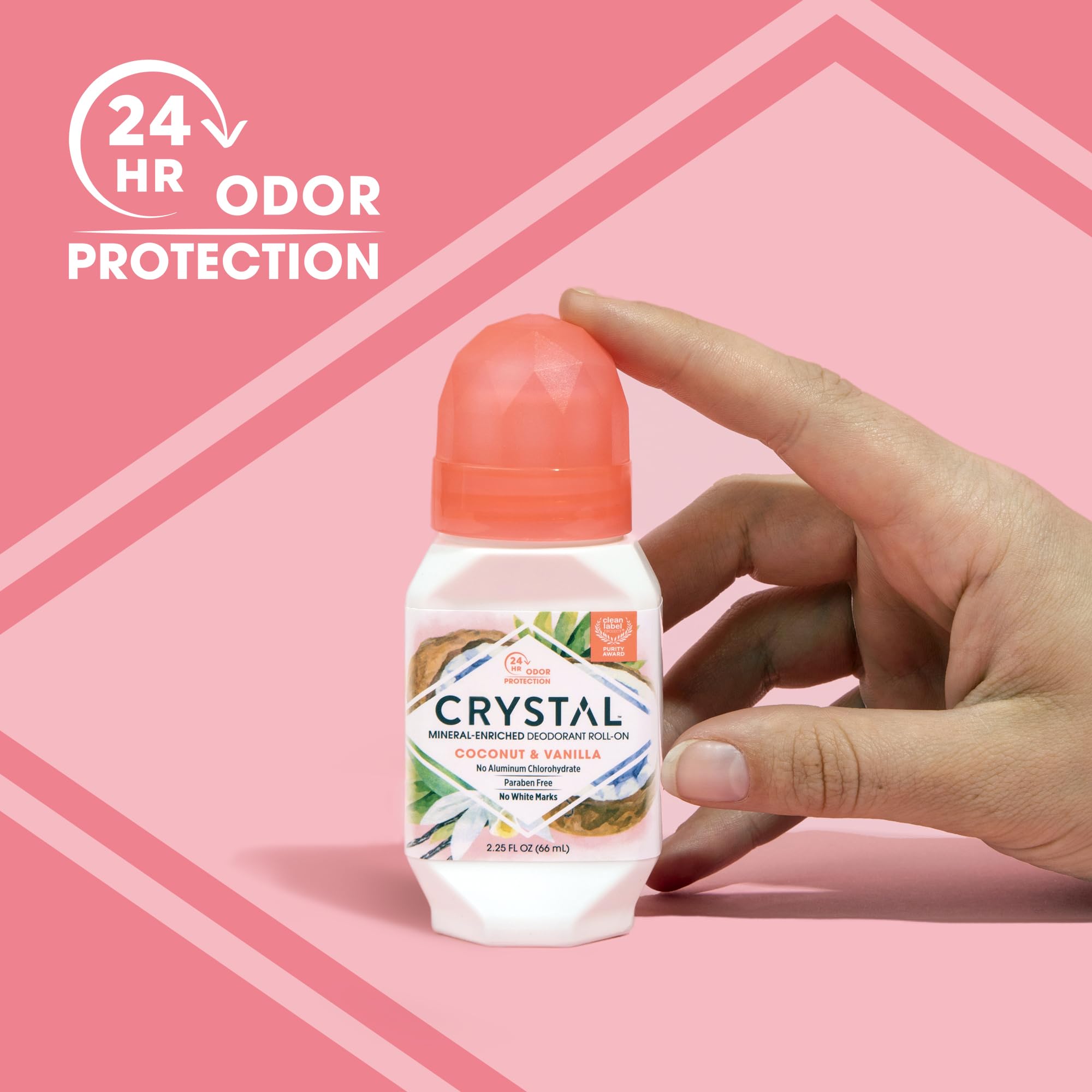 Crystal Essence Crystal Deodorant Essence Roll-On Coconut Vanilla 2.25oz – 3 Pack