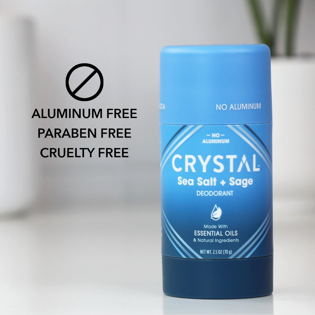 Crystal Essence Magnesium Solid Stick Deodorant – Aluminum-Free, Sea Salt + Sage, 2.5 oz