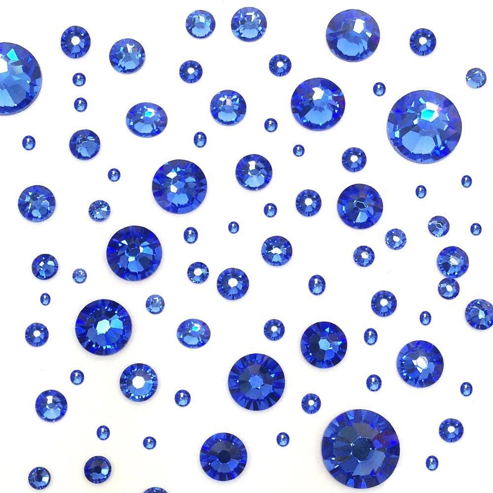 SAPPHIRE Blue Swarovski Flatbacks No Hotfix – 144 pcs, Mixed Sizes ss5-ss30 | Crystal-Wholesale