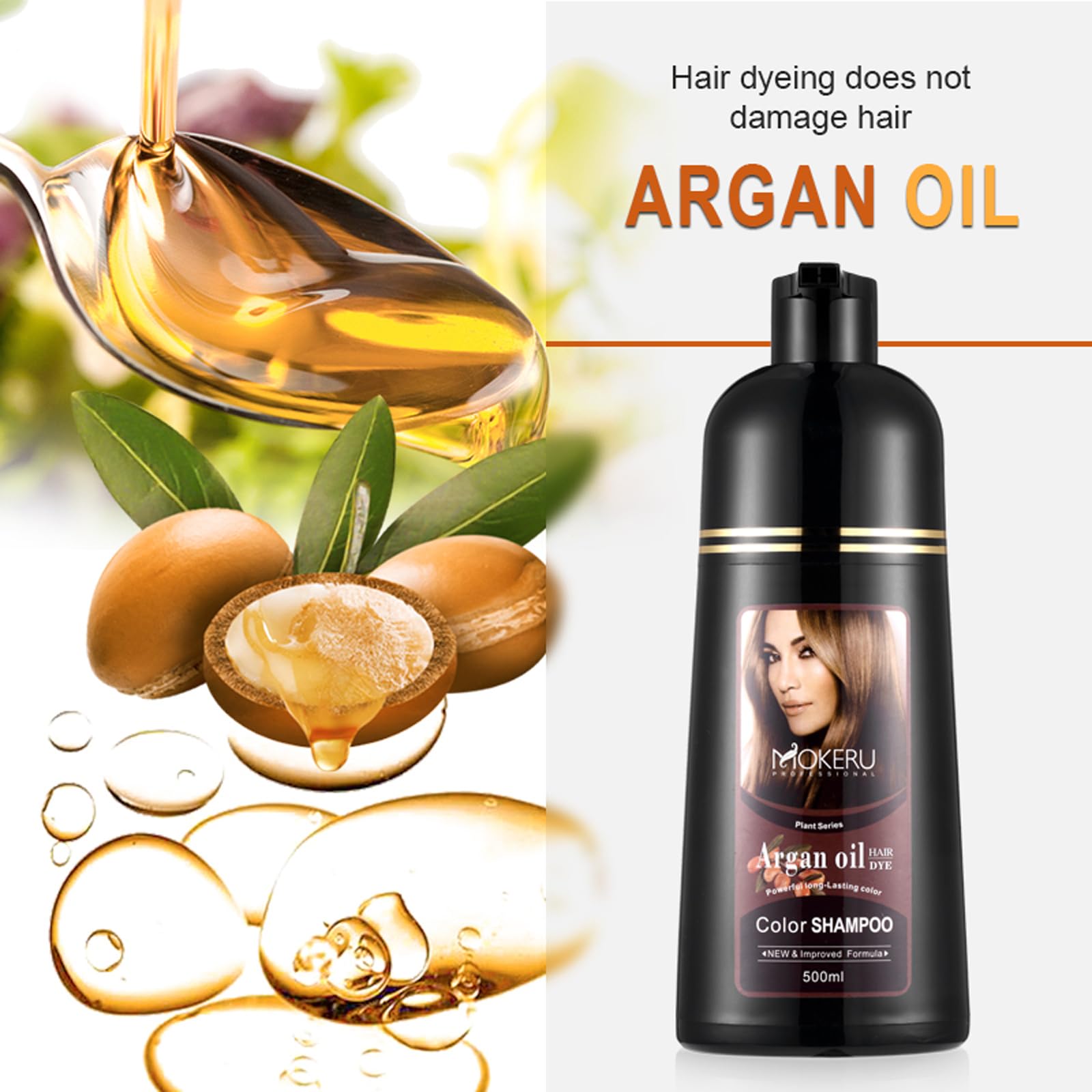 CSFDXD Natural Black Hair Color Dye Shampoo – Gray Coverage, Plant-Based, Gentle (16.9 oz)