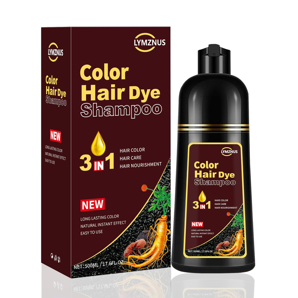 CSFDXD Dark Wine Red Hair Dye Shampoo 3-in-1 – Gray Coverage at Home, 500ml