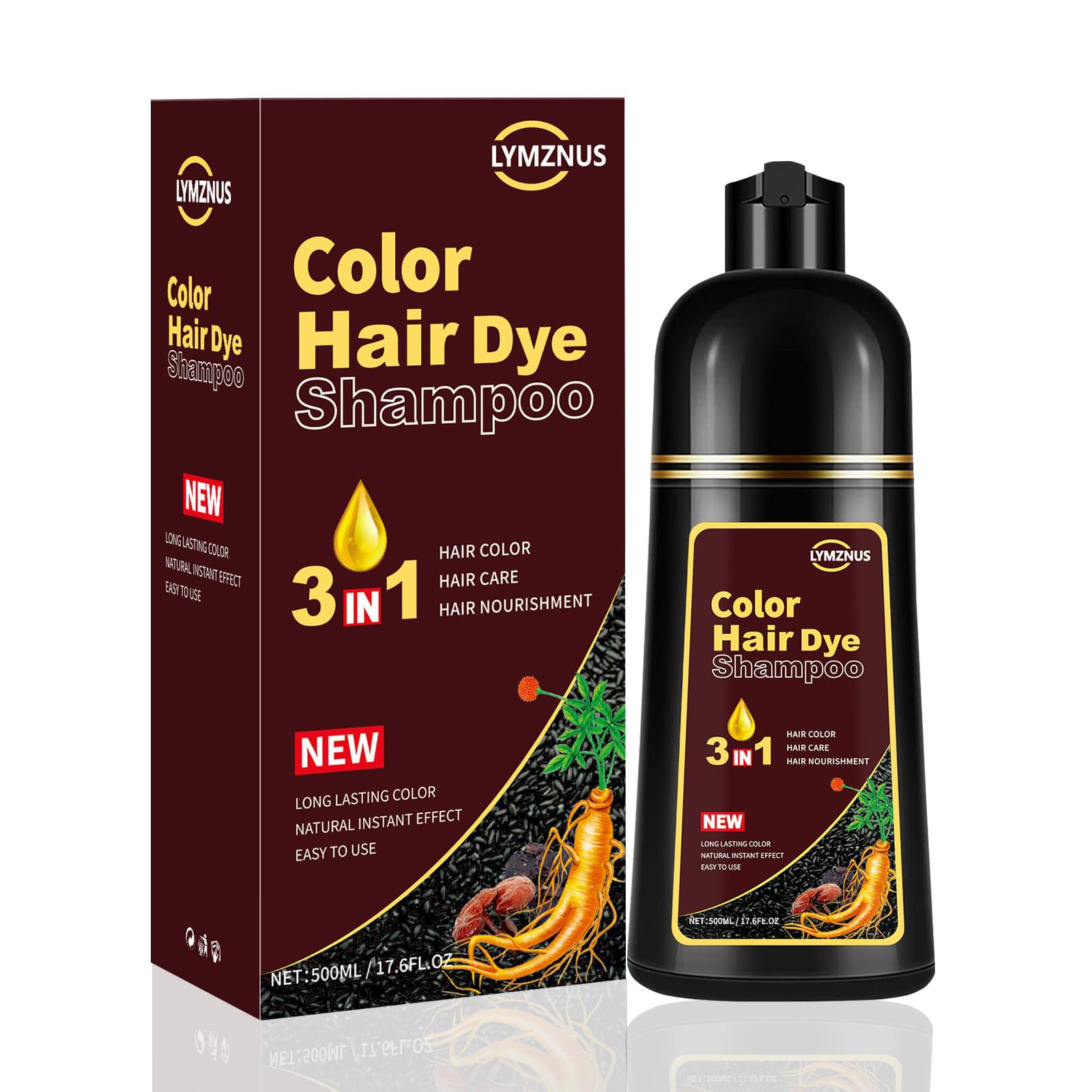 CSFDXD Dark Wine Red Hair Dye Shampoo 3-in-1 – Gray Coverage at Home, 500ml