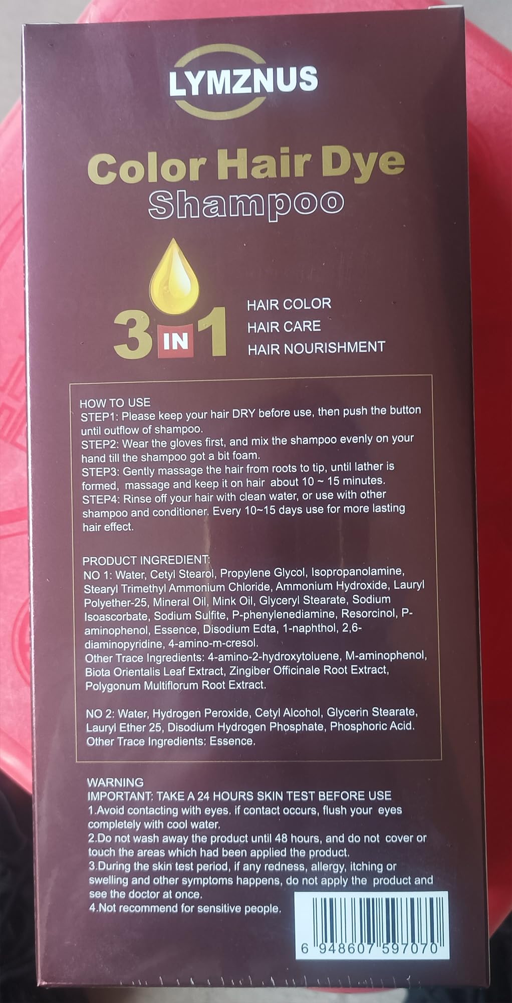 CSFDXD Golden Brown Hair Dye Shampoo 3-in-1 – Root Touch Up, 500ml