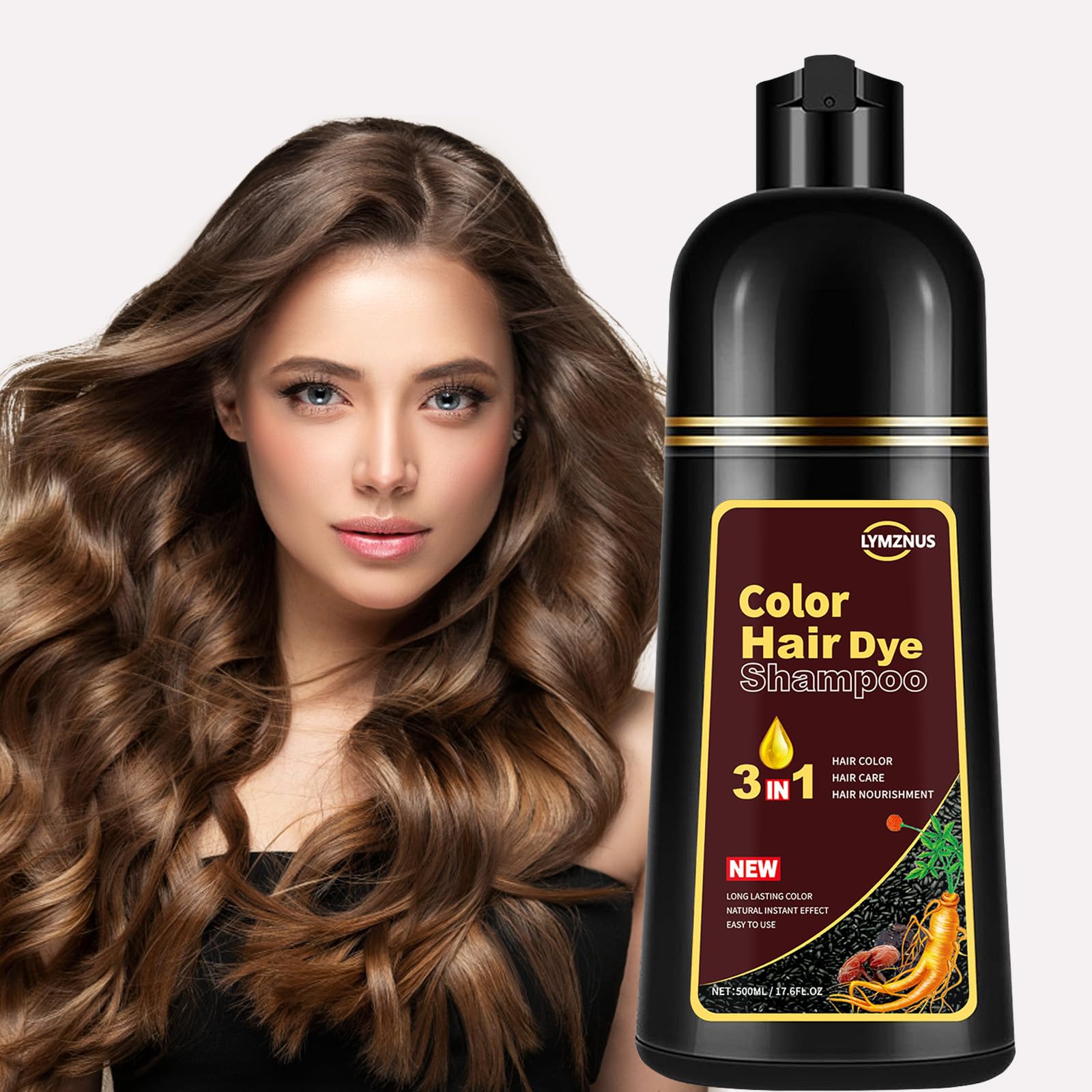 CSFDXD Instant Chestnut Brown Hair Dye Shampoo 3-in-1 for Gray Hair Coverage | 500ml