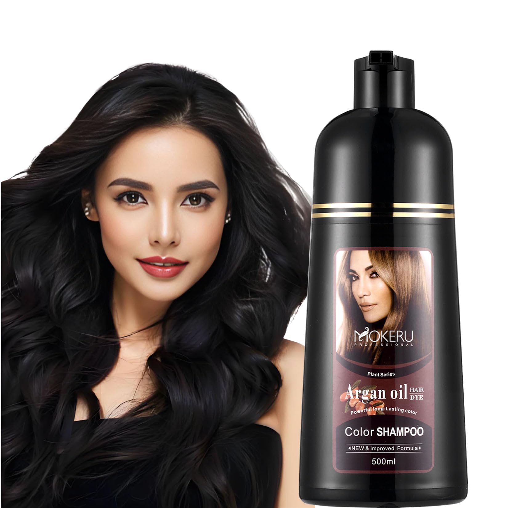 CSFDXD Natural Black Hair Color Dye Shampoo – Gray Coverage, Plant-Based, Gentle (16.9 oz)
