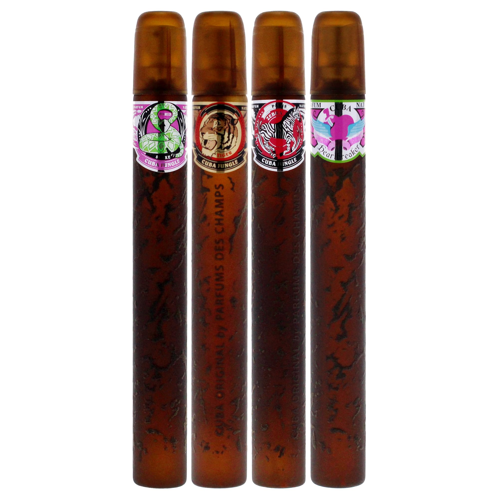 Cuba Jungle 4-Piece Gift Set for Women – Snake, Tiger, Zebra & Heartbreaker EDP 1.17 oz Each